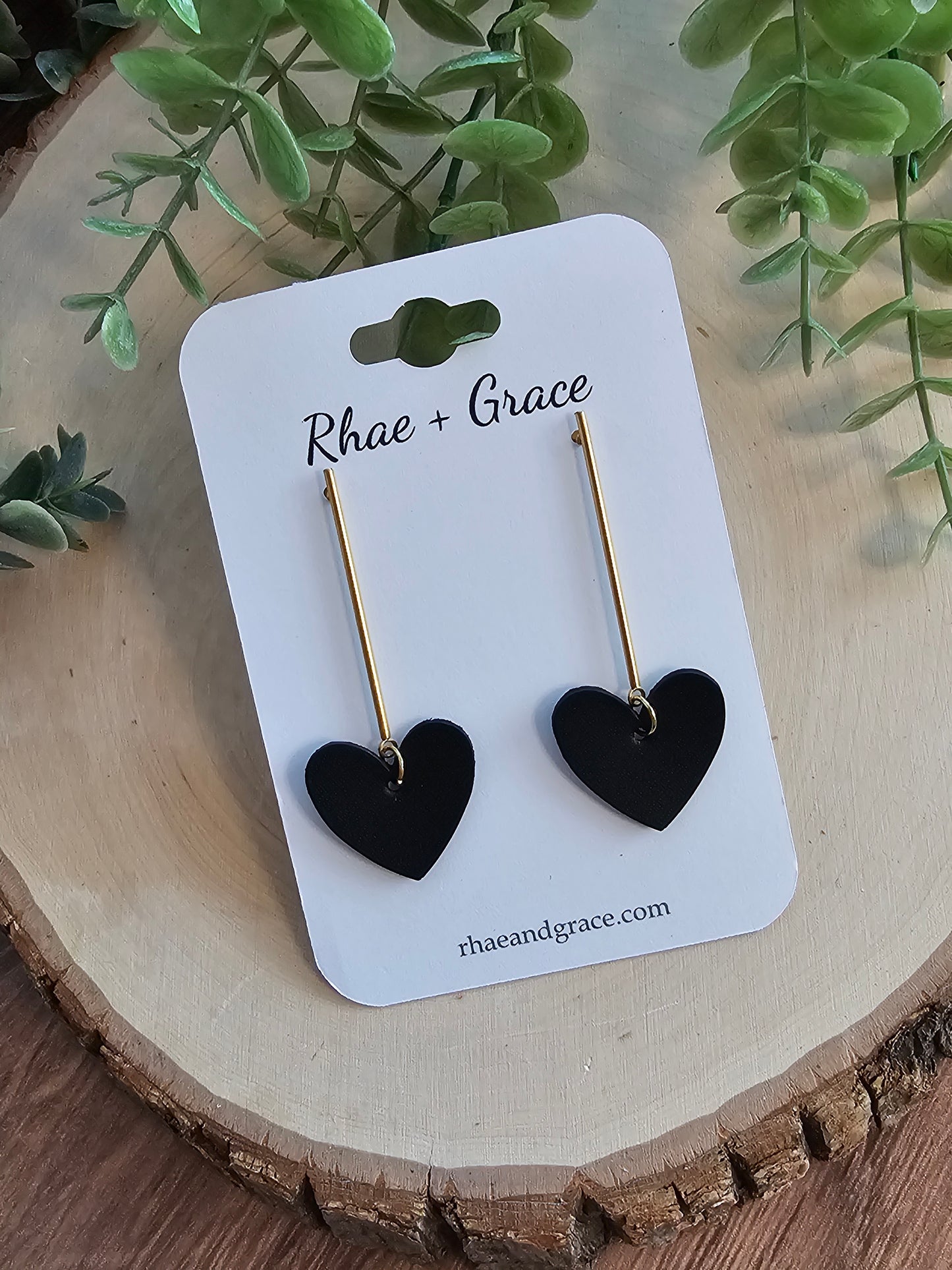 Black Heart Drop Post Earrings