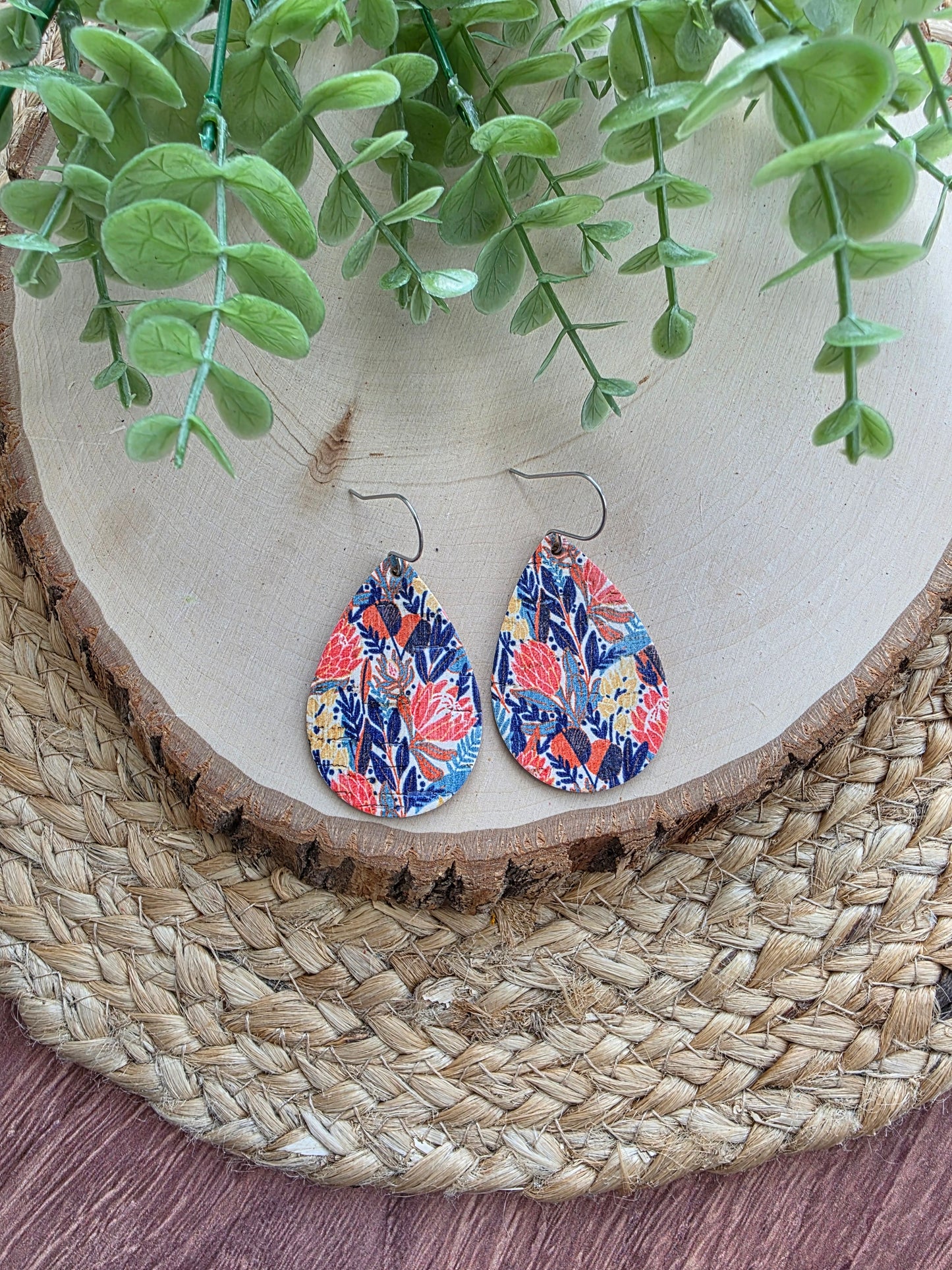 Autumn Meadow Floral Teardrop Earrings - Medium