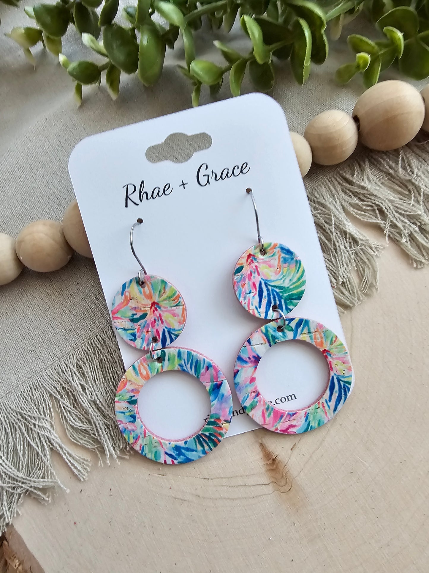 Tropical Circle Cutout Earrings