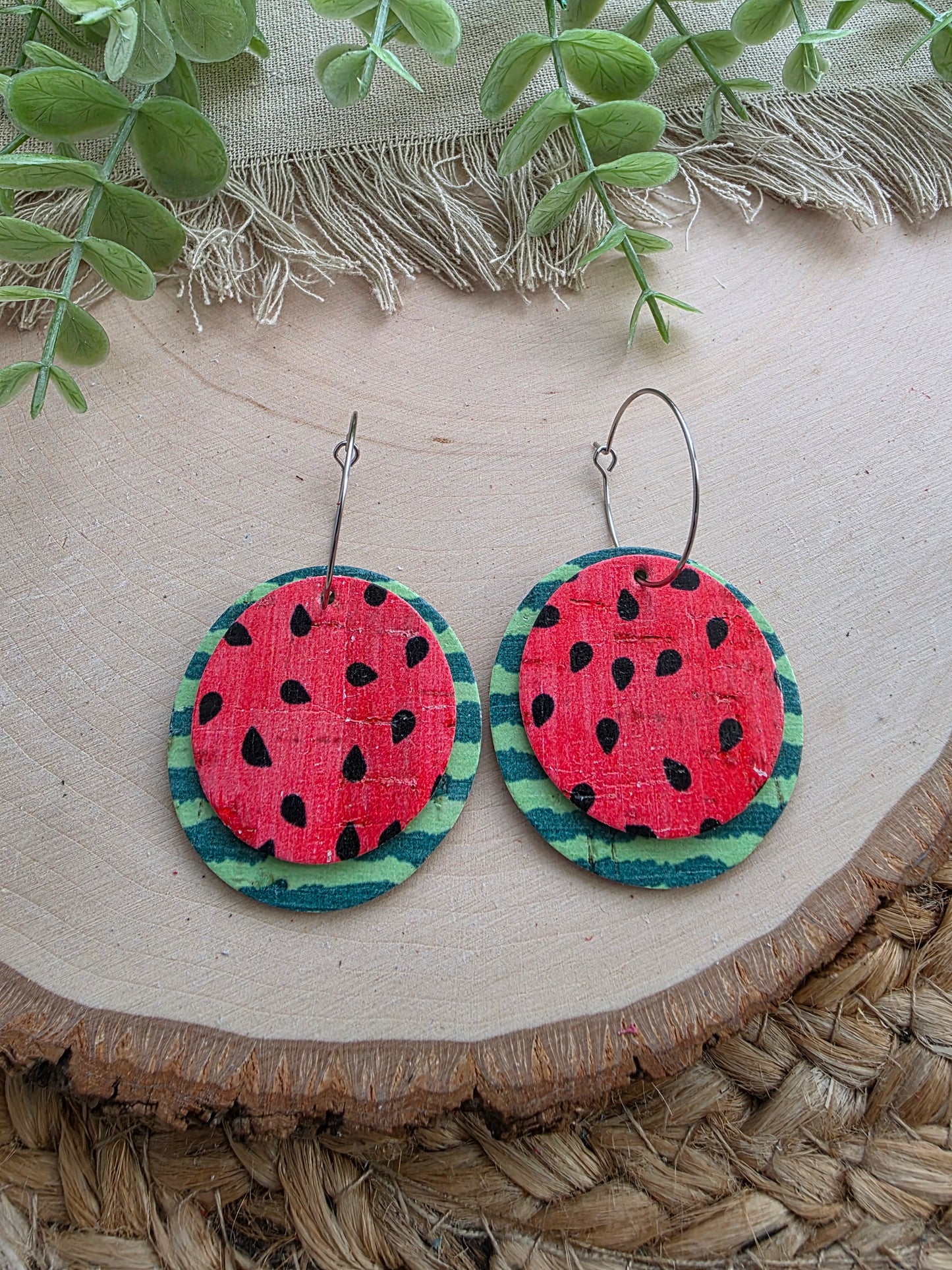 Watermelon Hoop Earrings