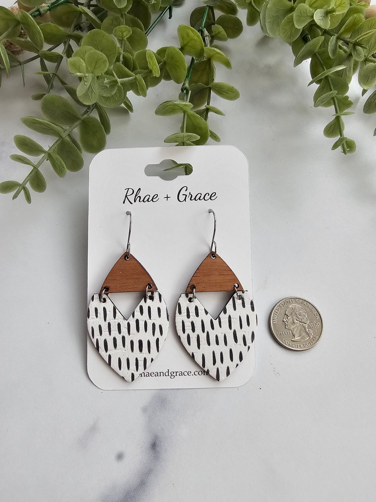 Black & White Dashes Swoop Earrings