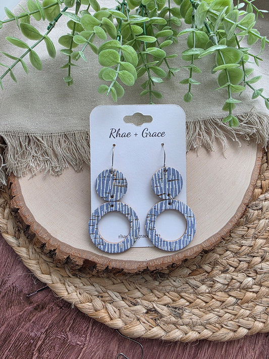 Light Blue & Cream Circle Cutout Earrings