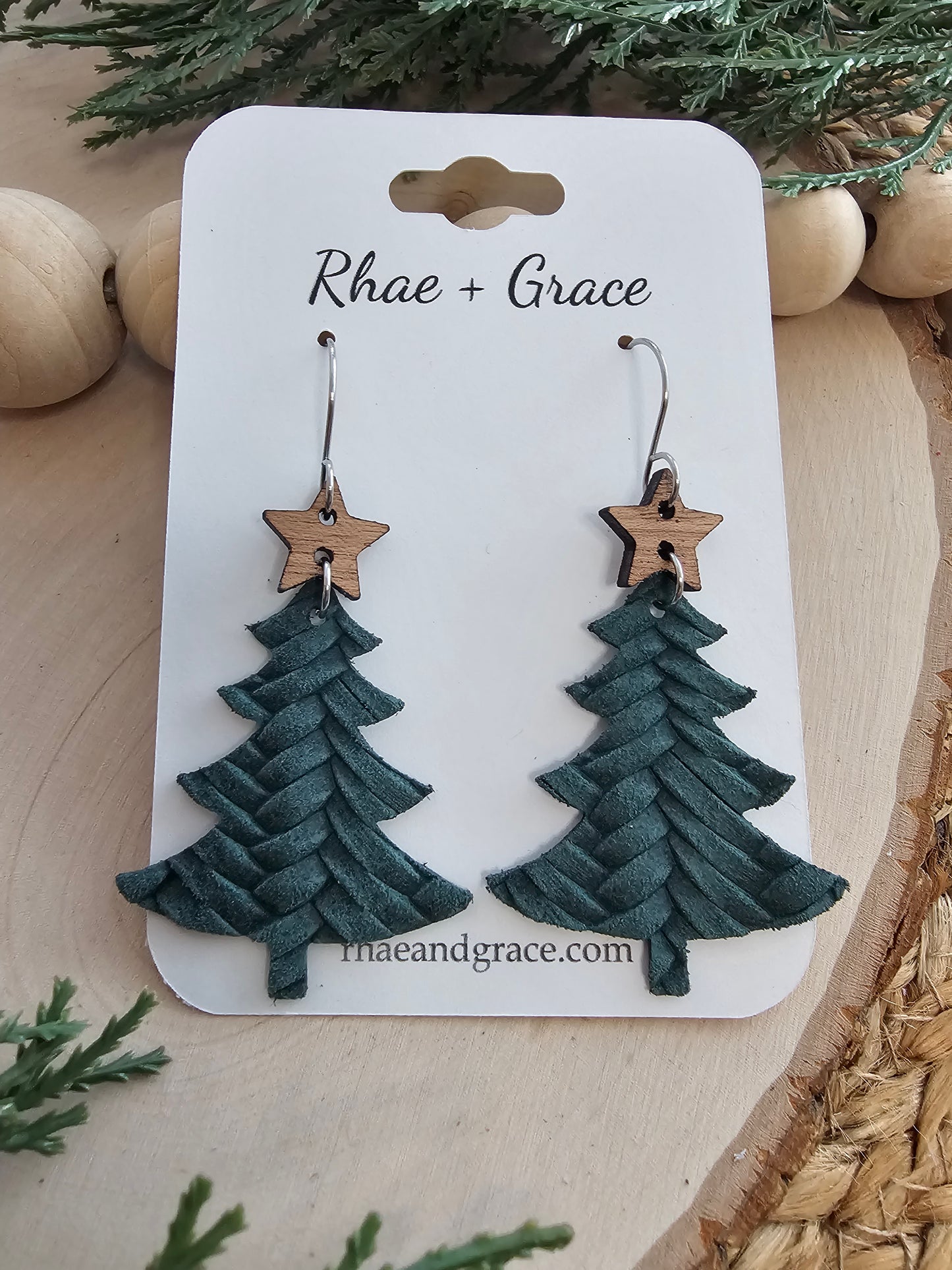 Pine Green Christmas Tree Earrings