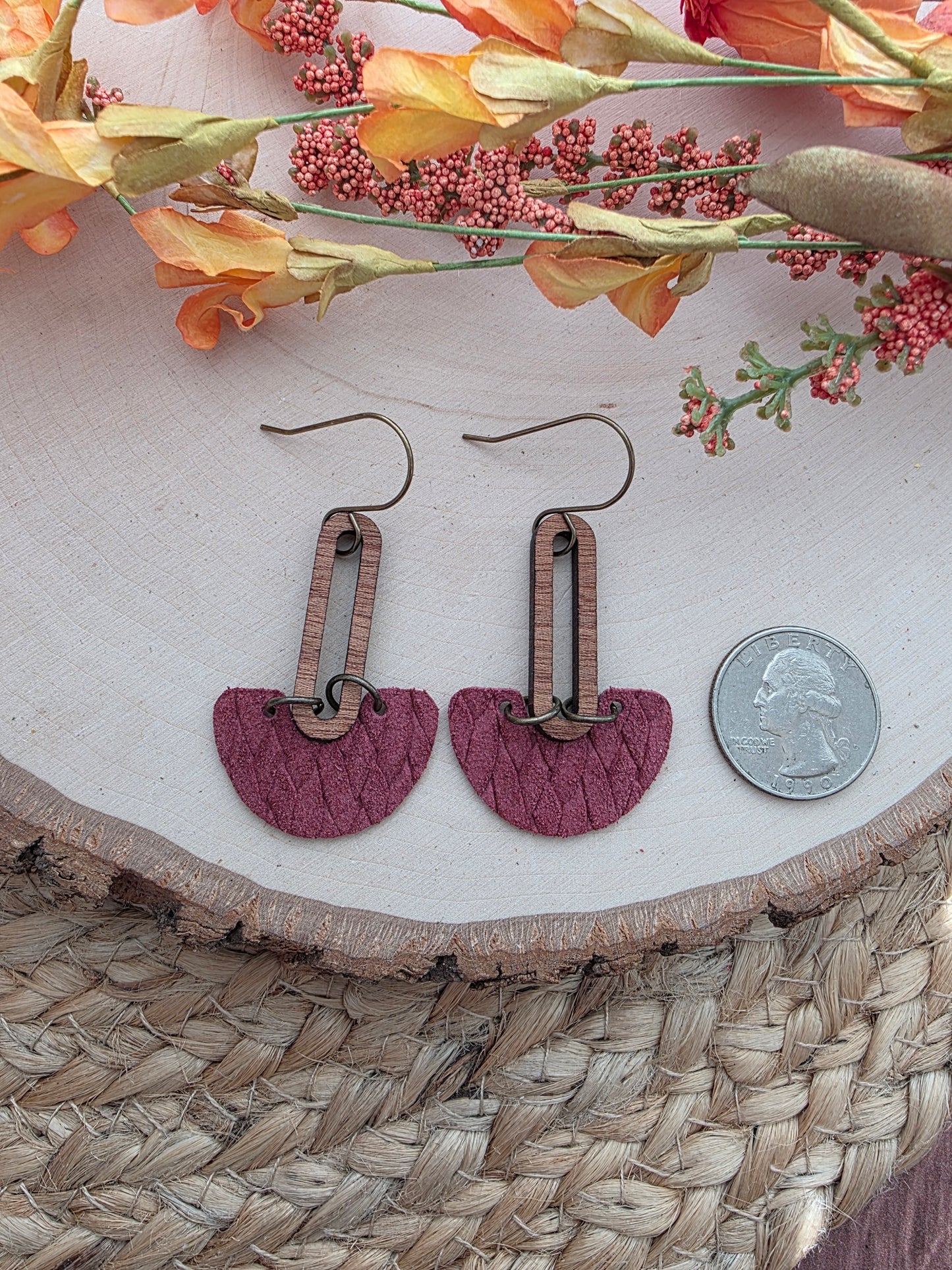 Merlot Red Arch Drop Earrings