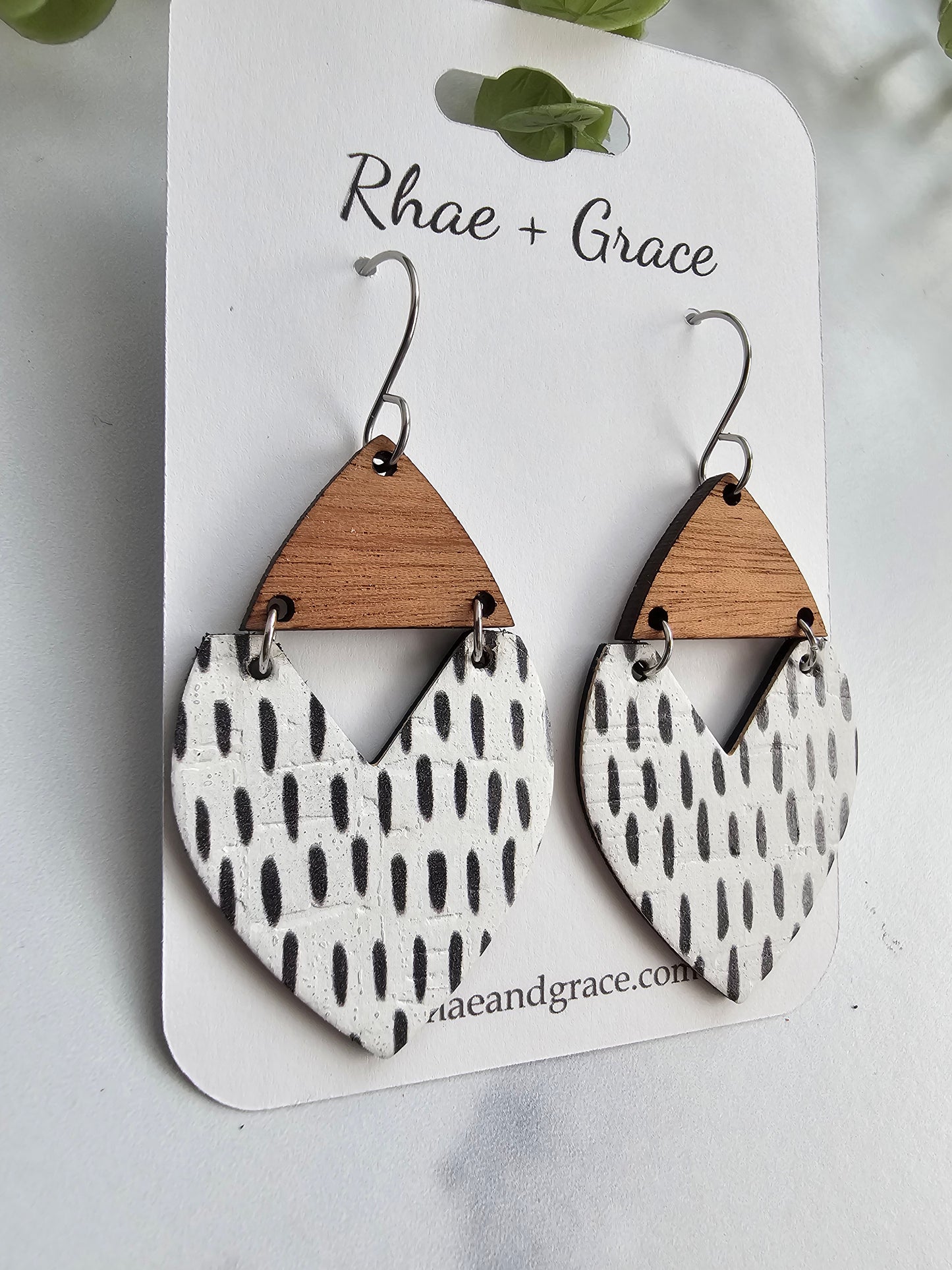 Black & White Dashes Swoop Earrings