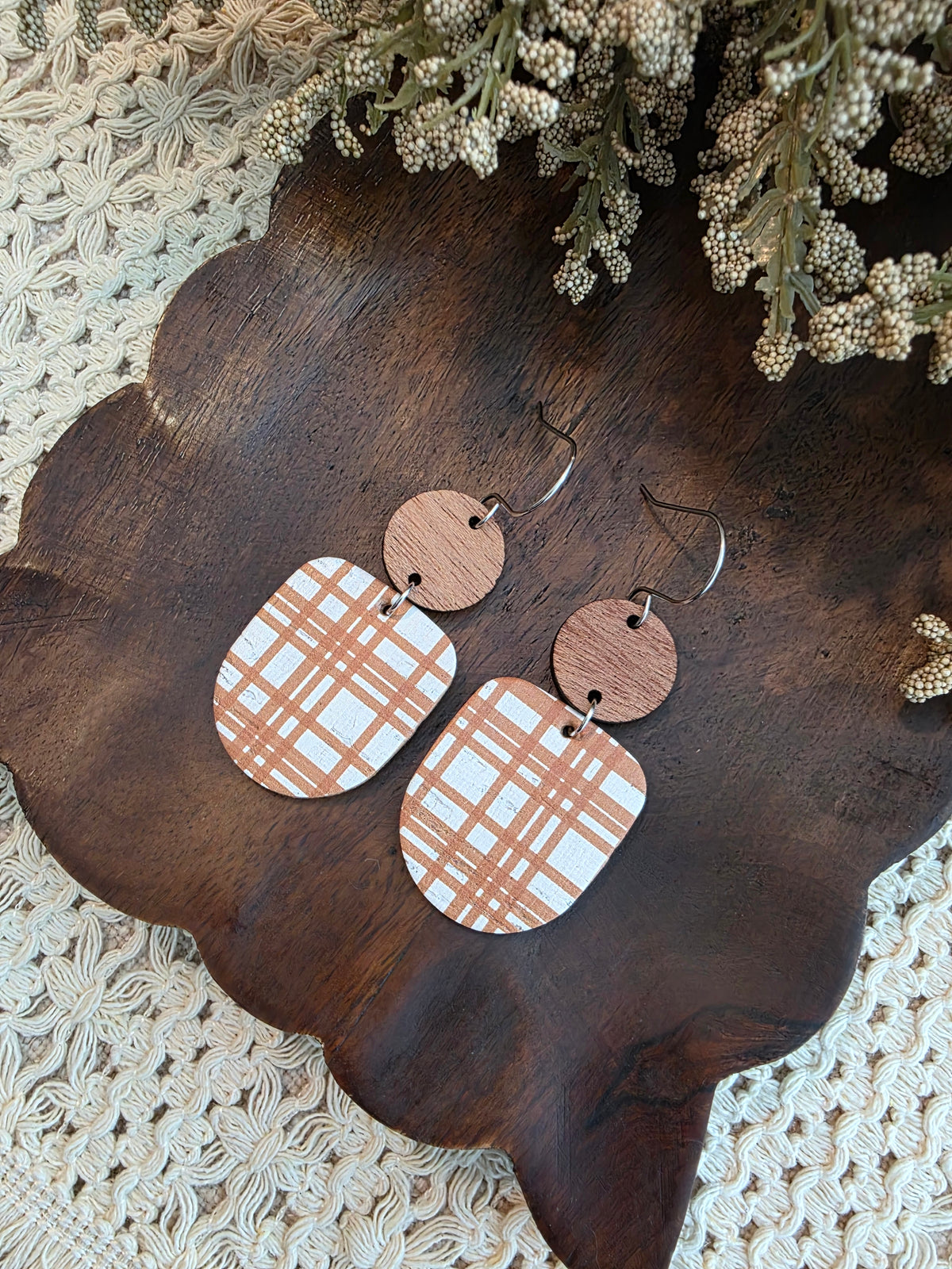 Apple Cider Plaid Drop Earrings