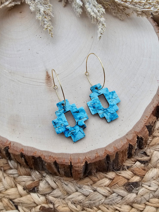 Turquoise Aztec Hoop Earrings