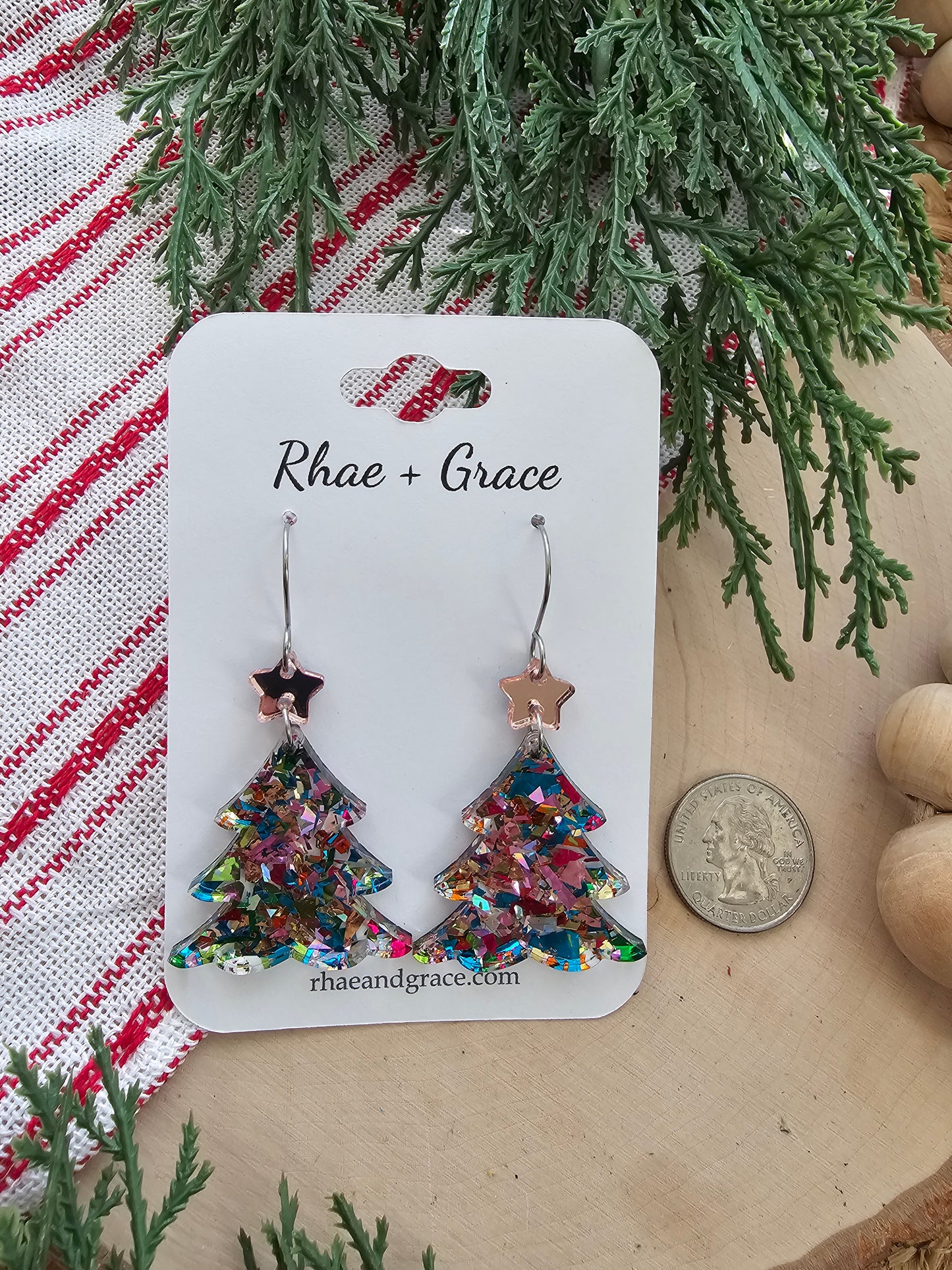 Gala Glitter Acrylic Christmas Tree Earrings