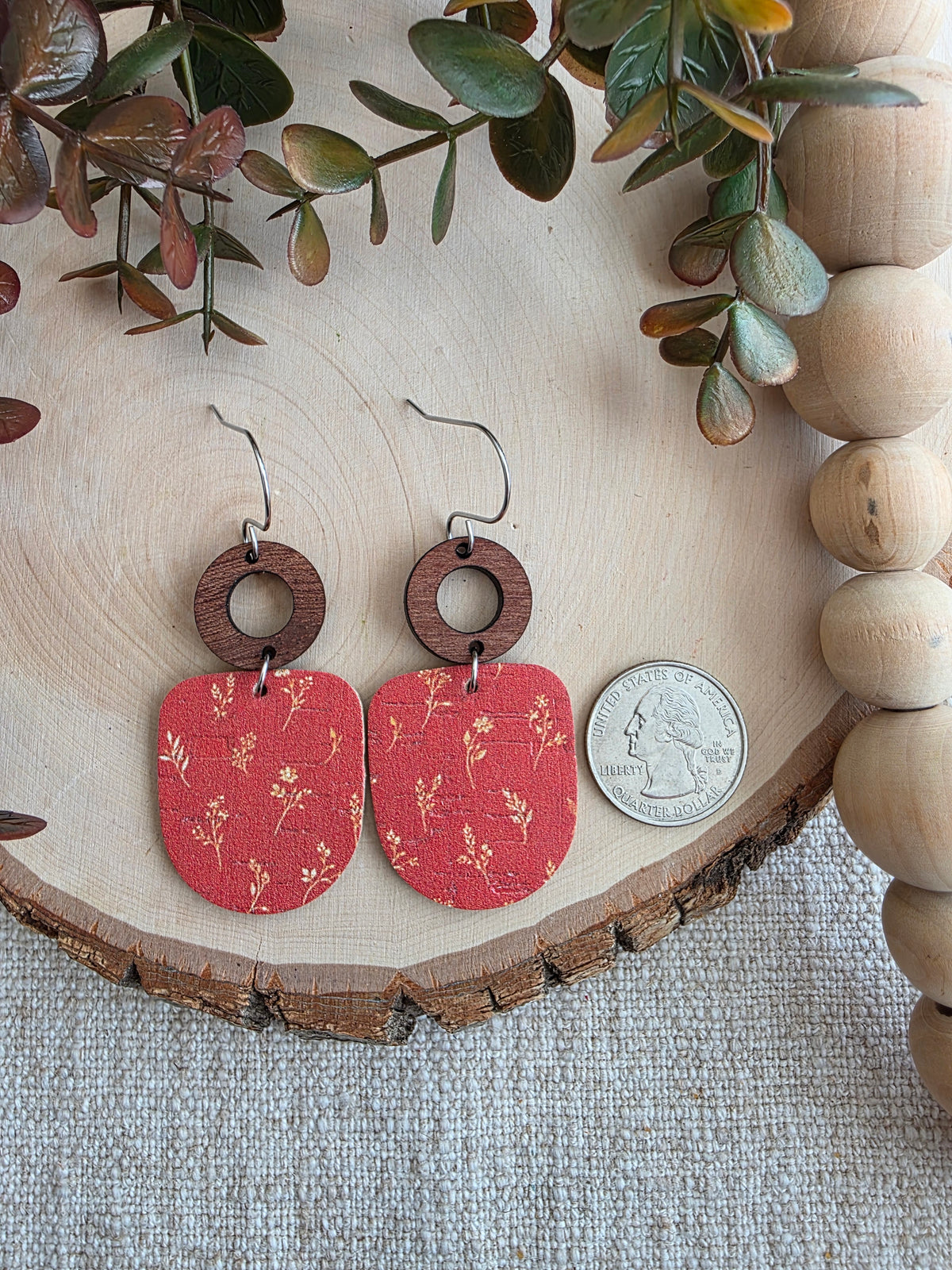Rust Floral Drop Earrings