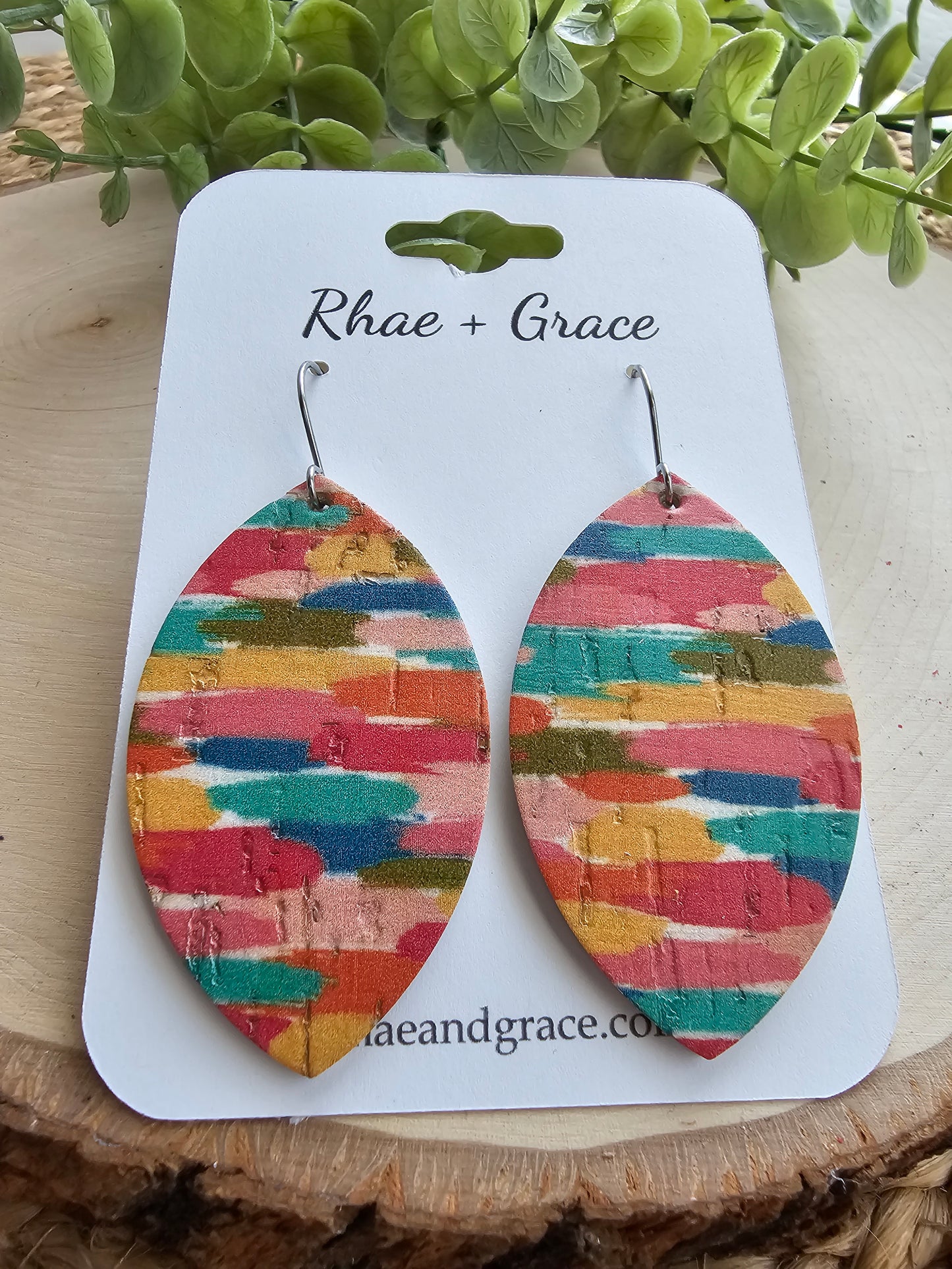 Confetti Brushstrokes Leaf Leather Earrings