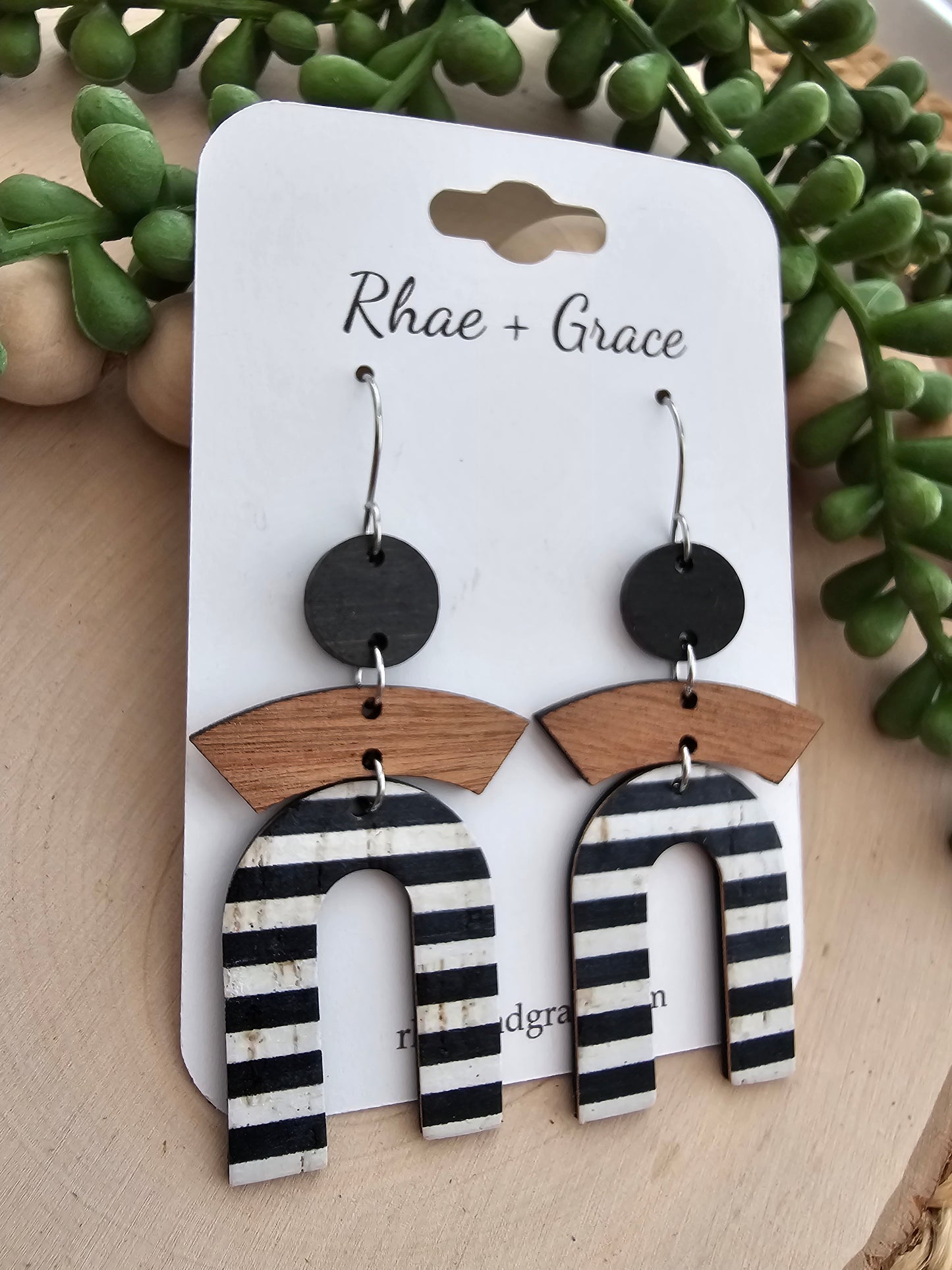 Black & White Striped Arch Earrings