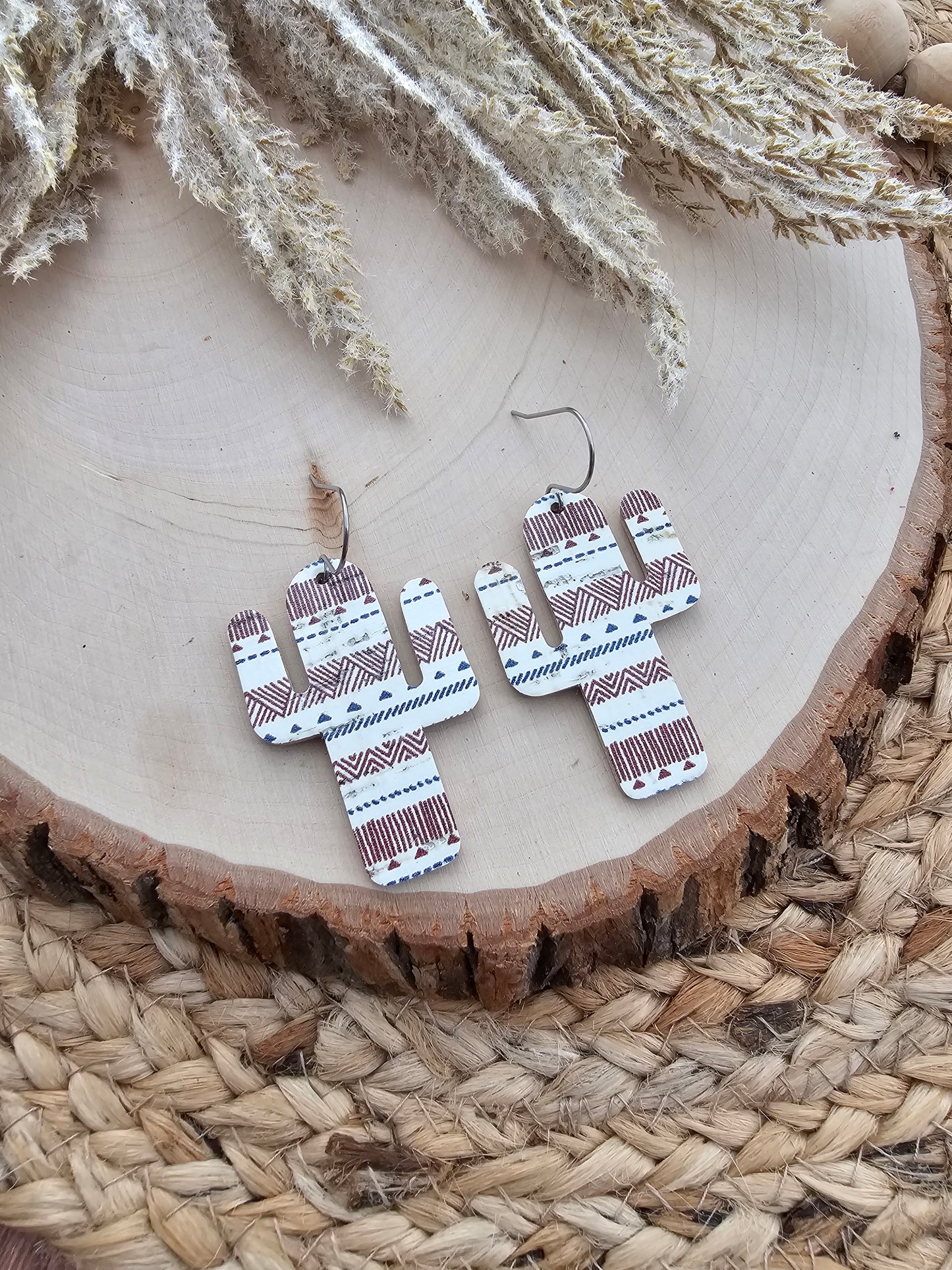 Tribal Stripe Cactus Earrings