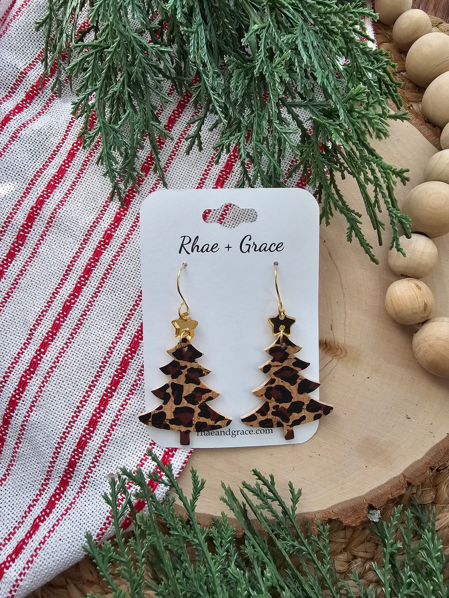 Cheetah Print Christmas Tree Earrings