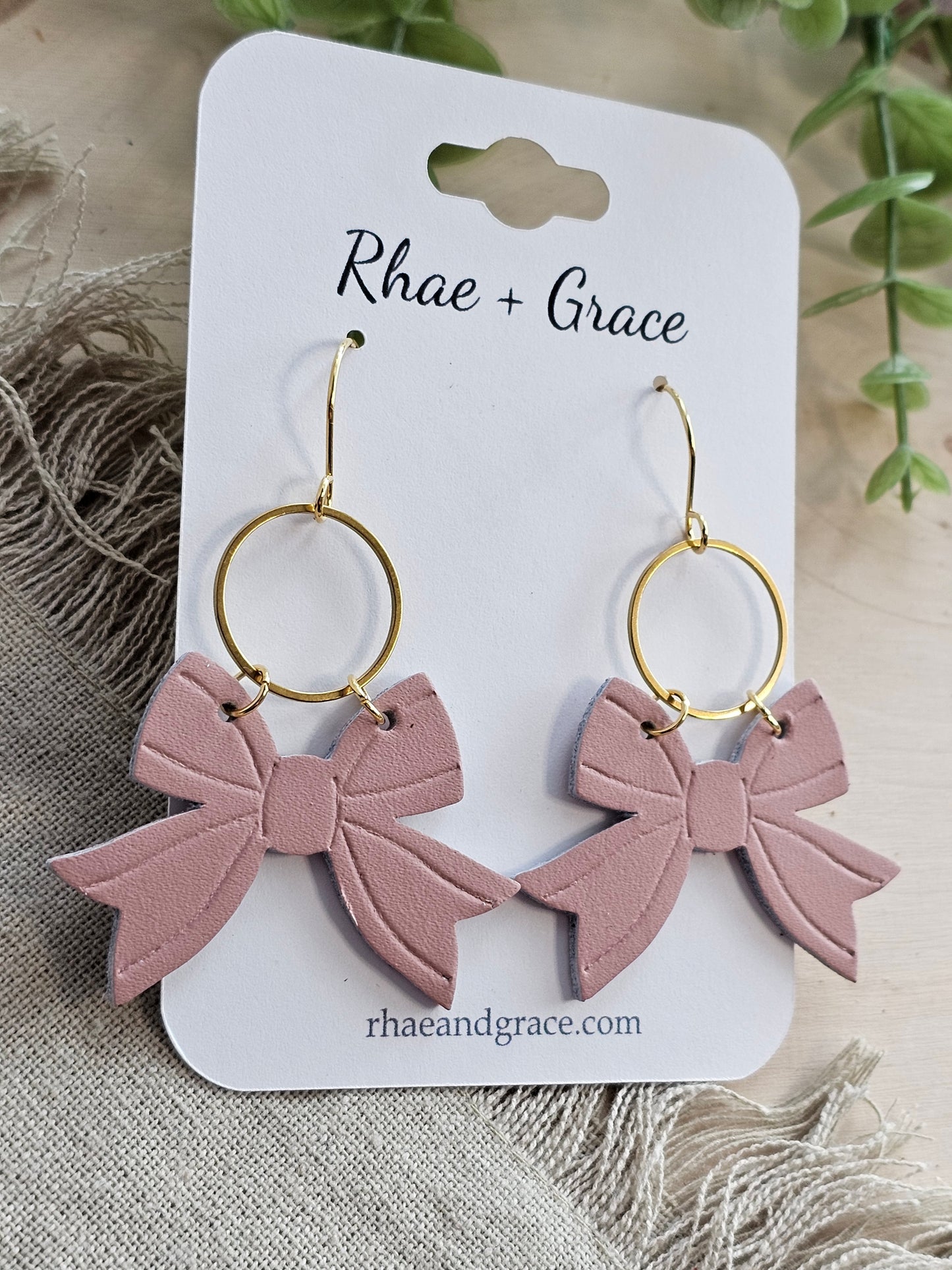 Dusty Pink Bow Earrings