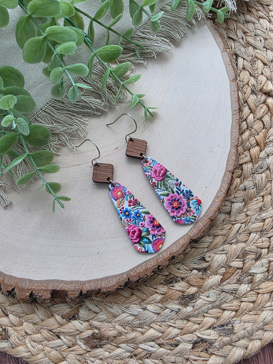 Fiesta Floral Skinny Drop Earrings