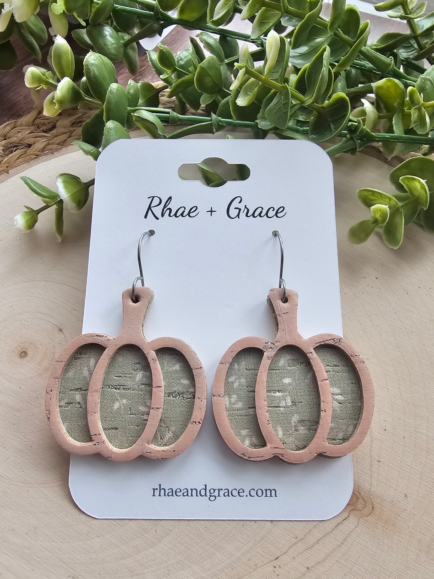 Whimsical Soft Sage Green Pumpkin Earrings