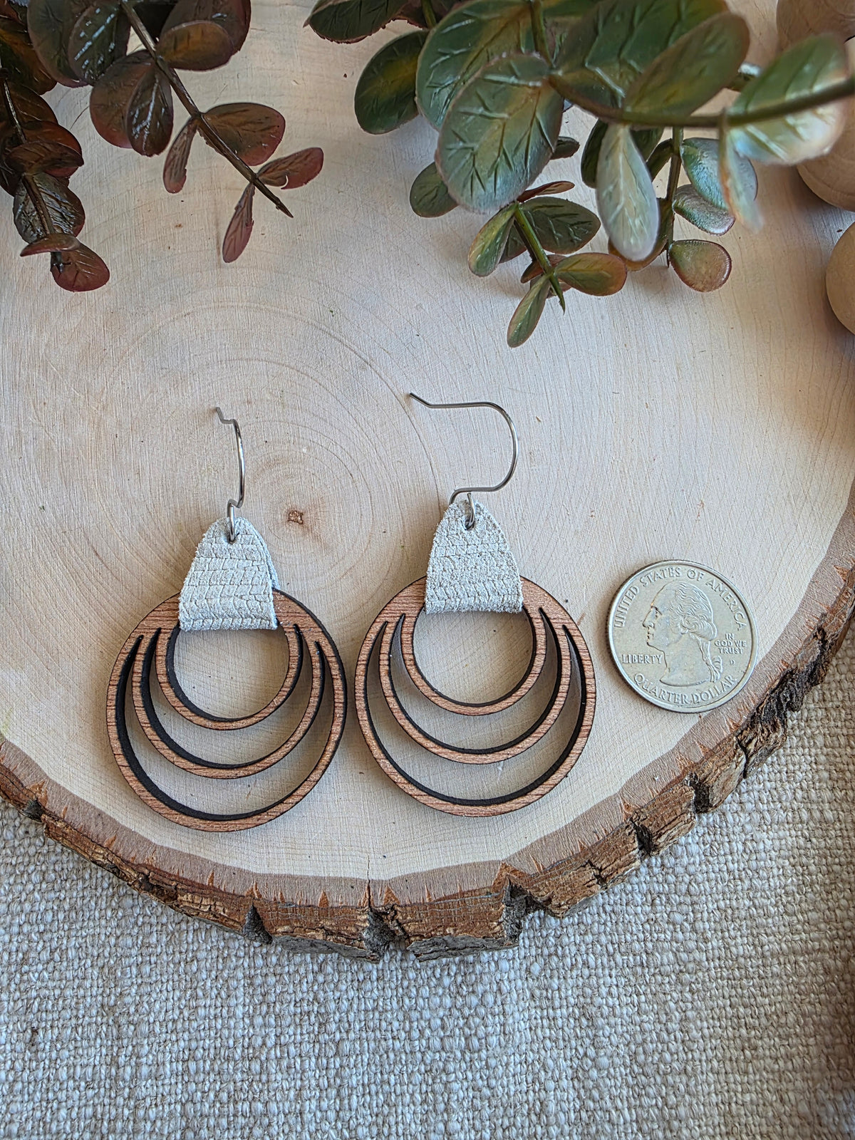 Beige Triple Hoop Earrings