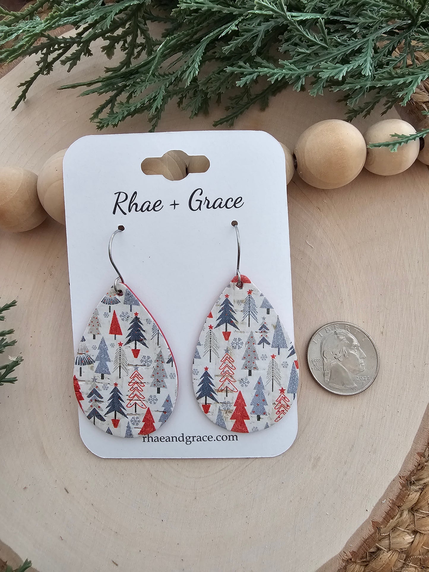 Tiny Holiday Trees Teardrop Earrings