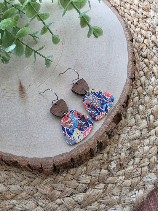 Autumn Meadow Floral Rounded Trapezoid Earrings