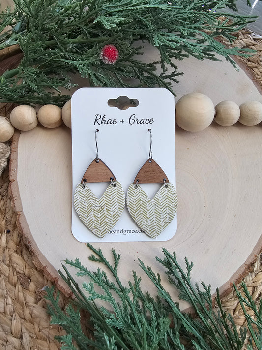 Golden Taupe Chevron Swoop Earrings - Large