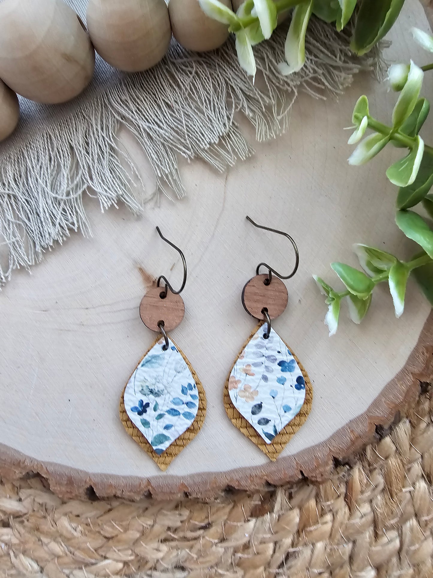 Layered Leaf Floral Earrings