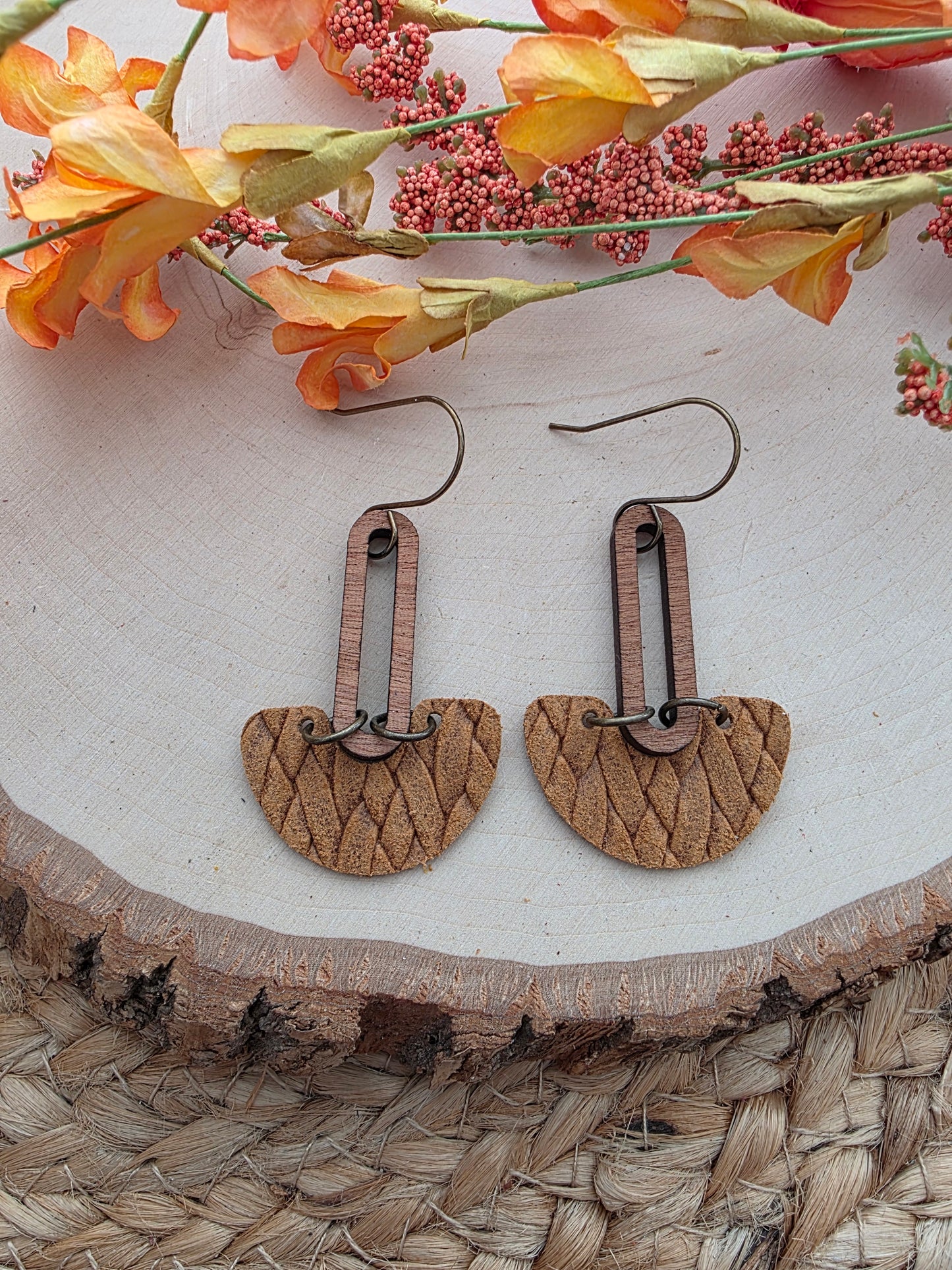 Honey Brown Arch Drop Earrings