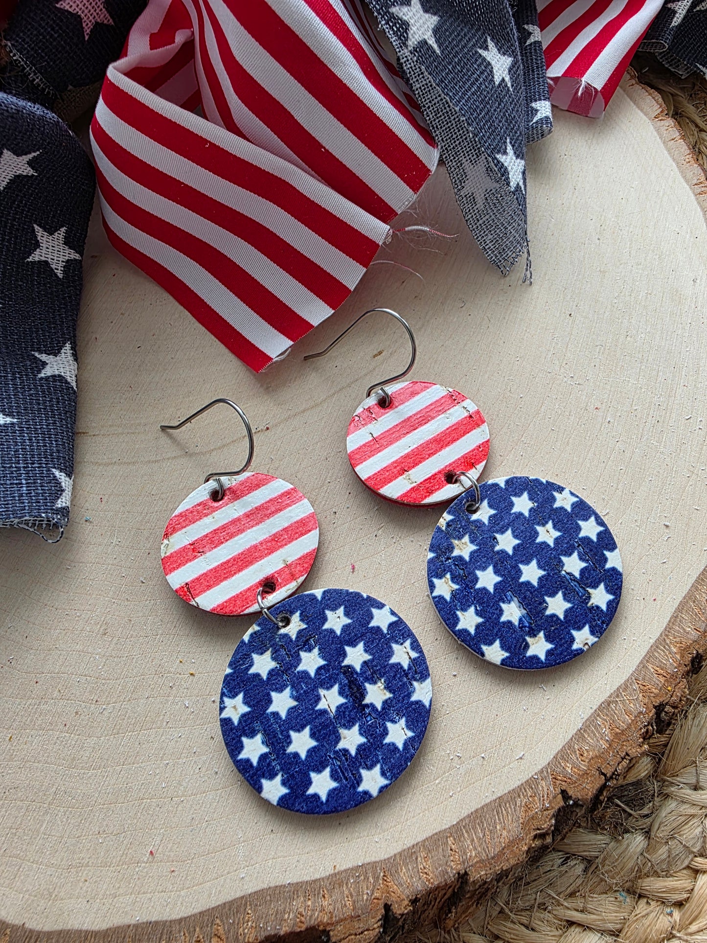 Stars & Stripes Stacked Circle Earrings