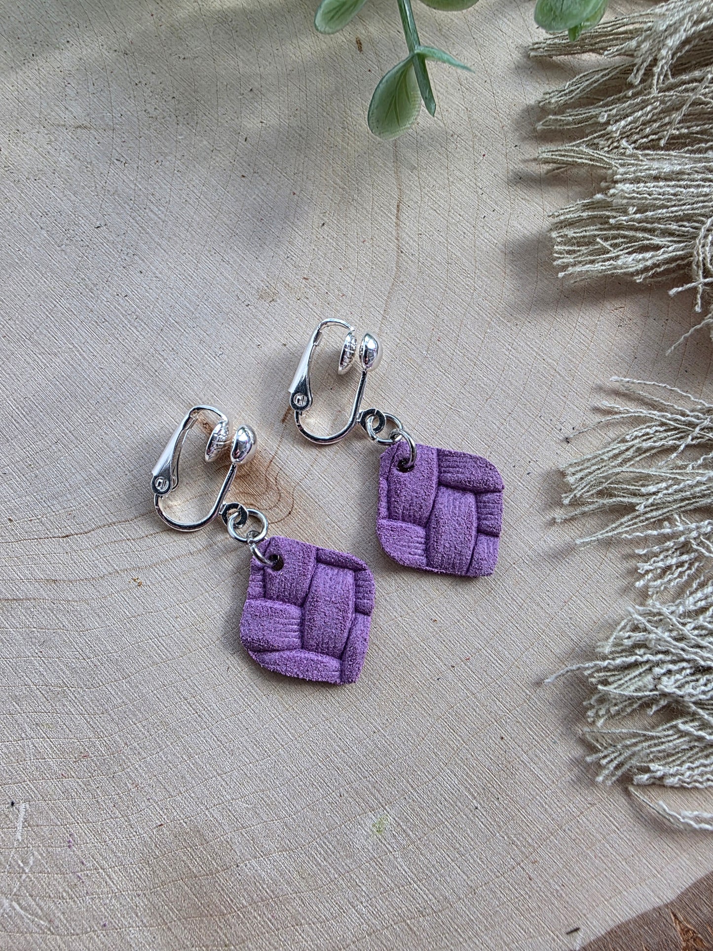 Light Purple Clip On Earrings