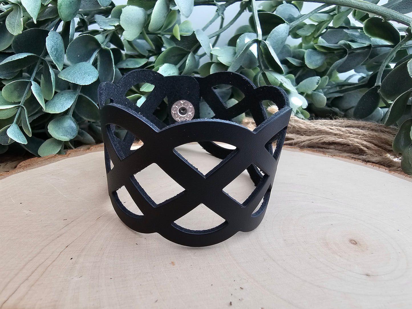 Black Lattice Leather Bracelet