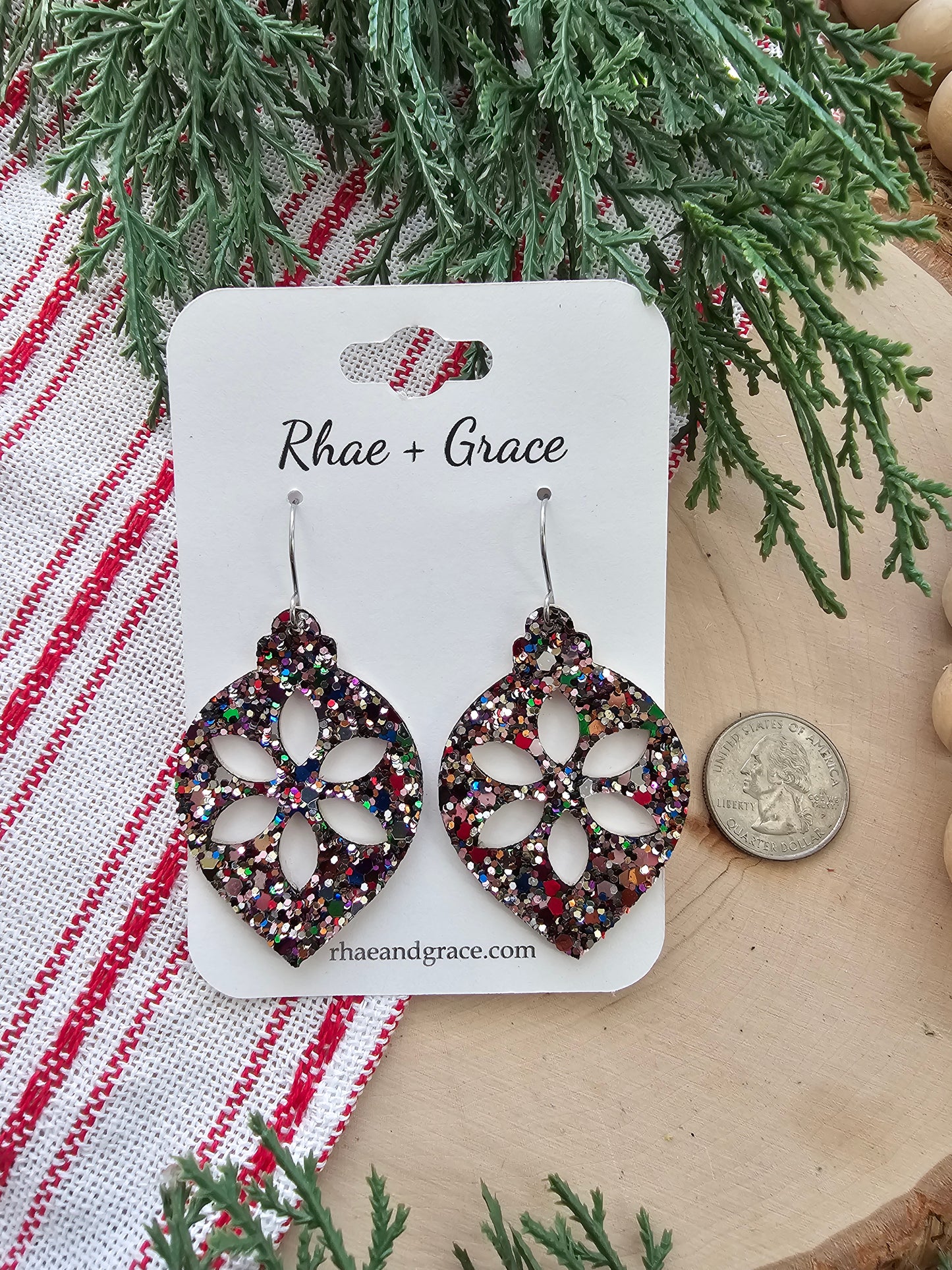 Jewel Glitter Ornament Earrings