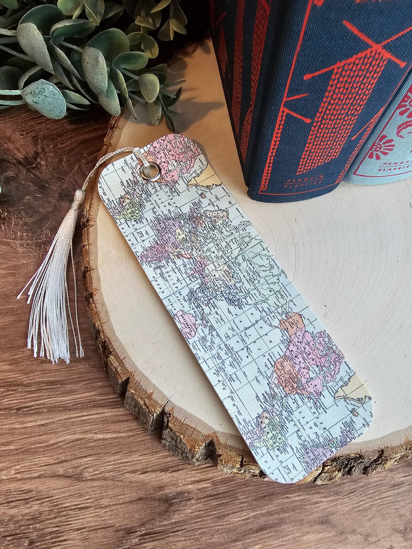 World Map Faux Leather Bookmark