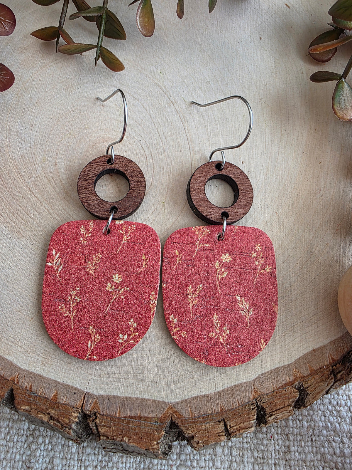 Rust Floral Drop Earrings