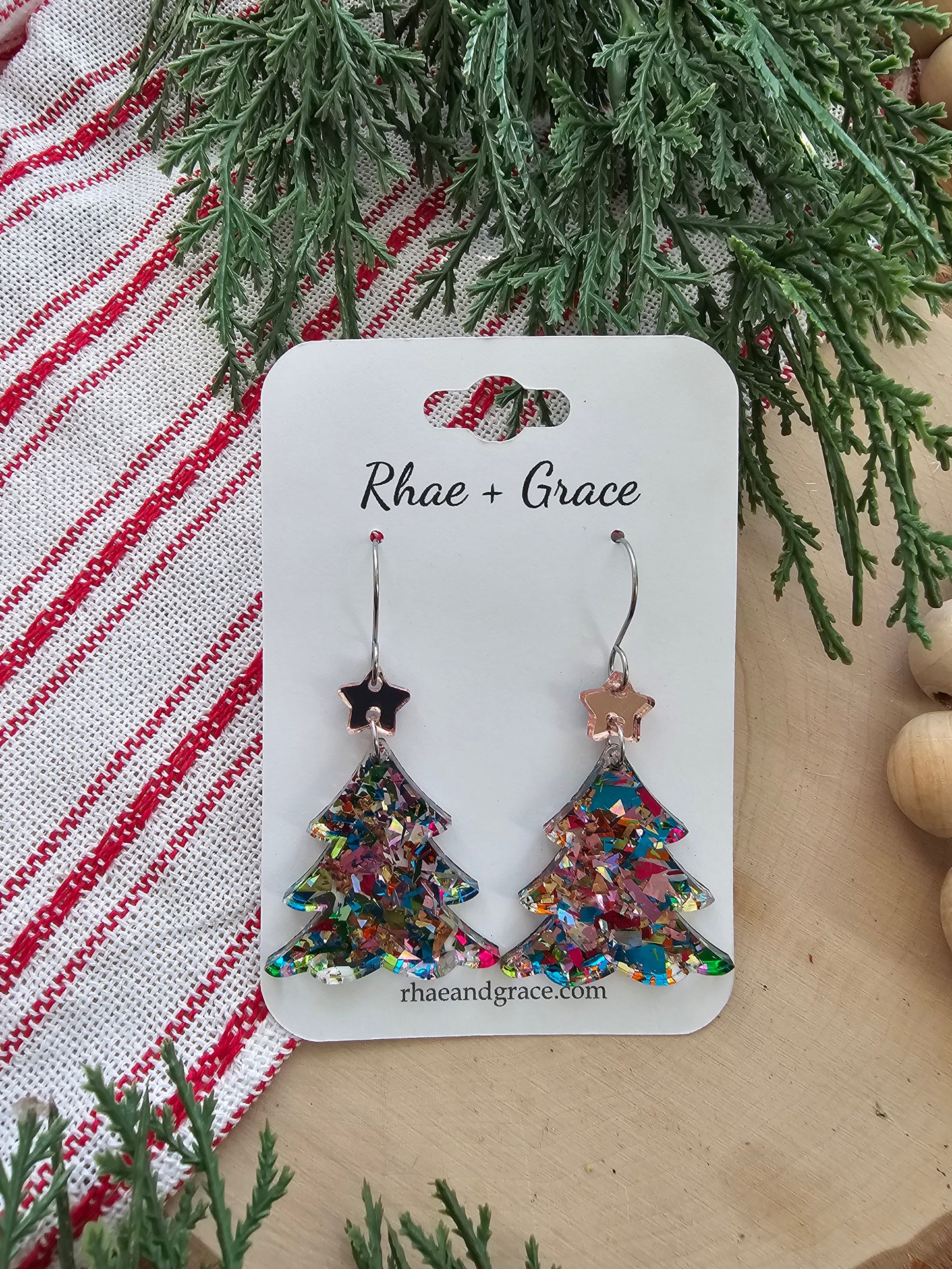 Gala Glitter Acrylic Christmas Tree Earrings