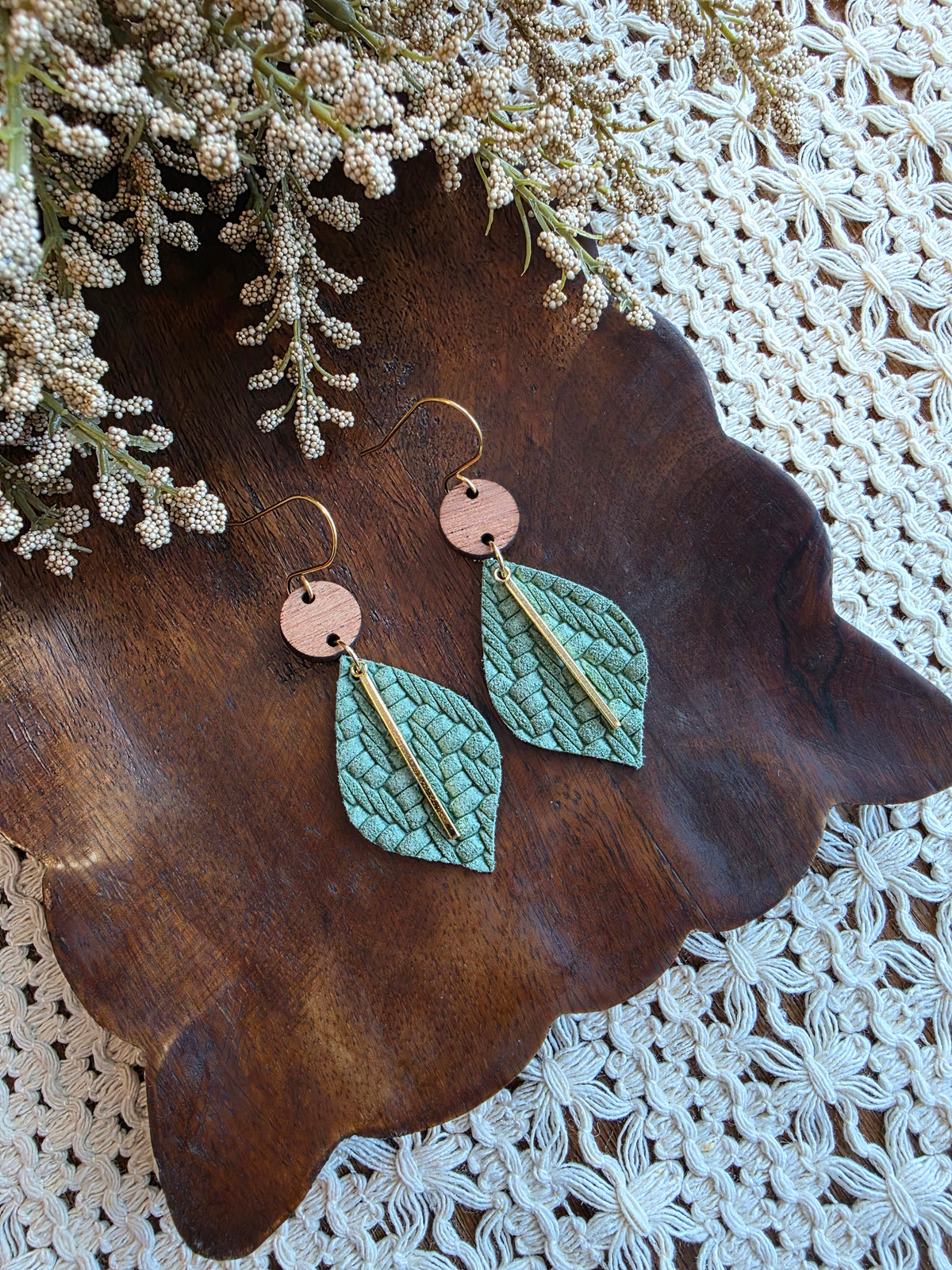 Fern Green Pointed Petal Earrings