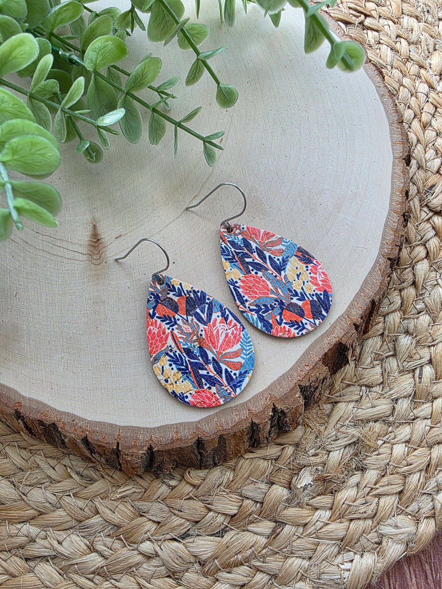 Autumn Meadow Floral Teardrop Earrings - Medium
