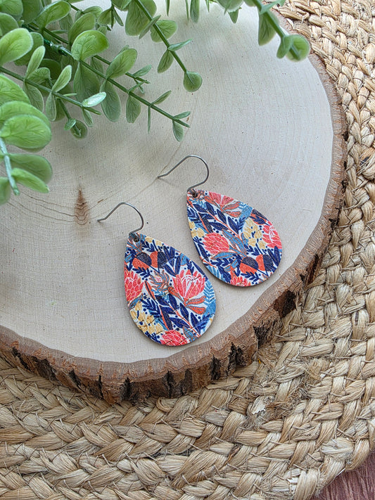 Autumn Meadow Floral Teardrop Earrings - Medium