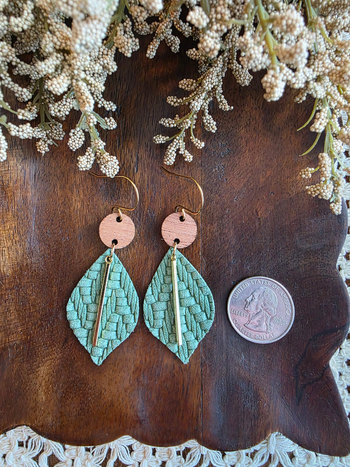 Fern Green Pointed Petal Earrings