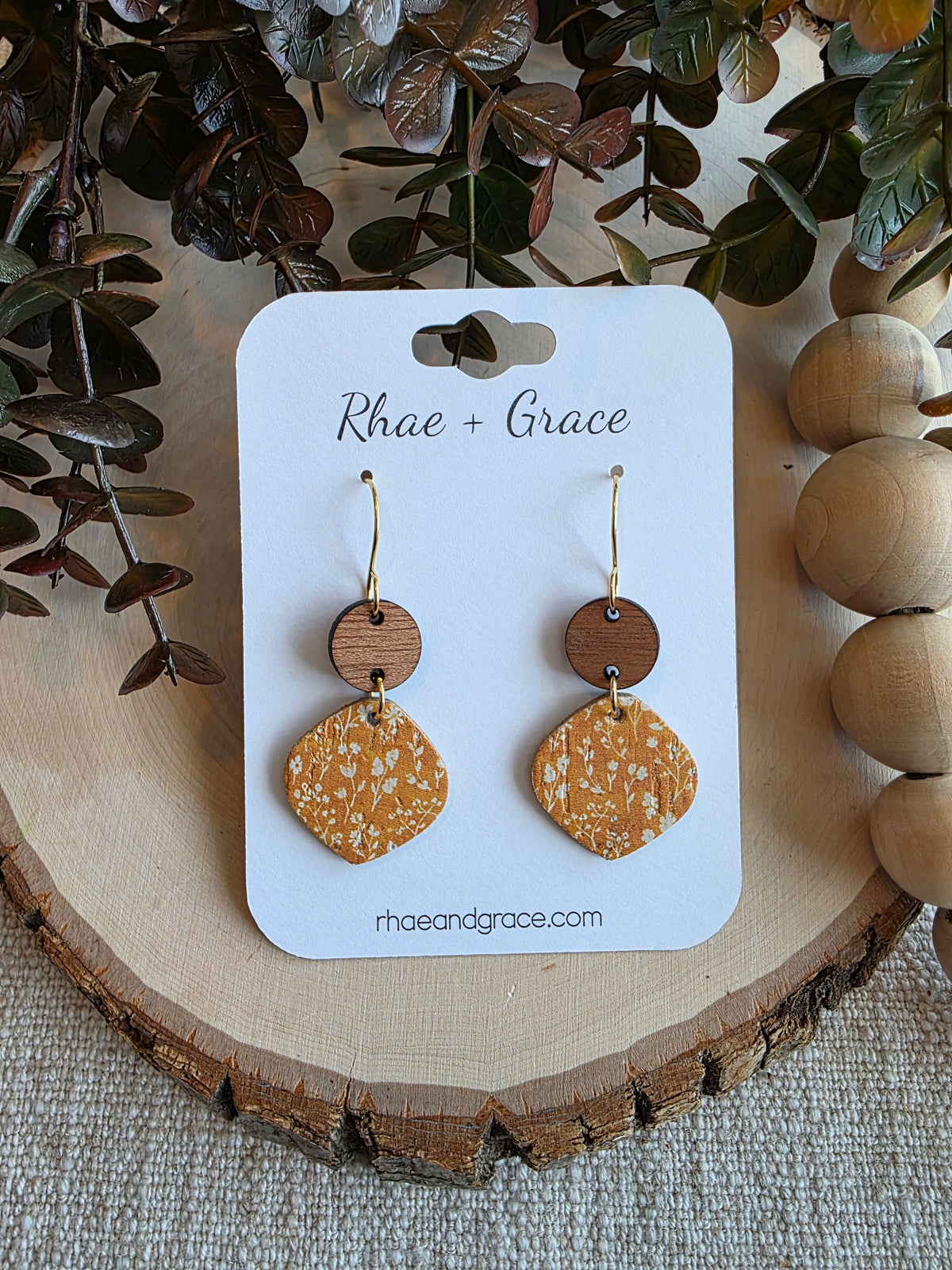 Mustard Micro Floral Rounded Petal Earrings