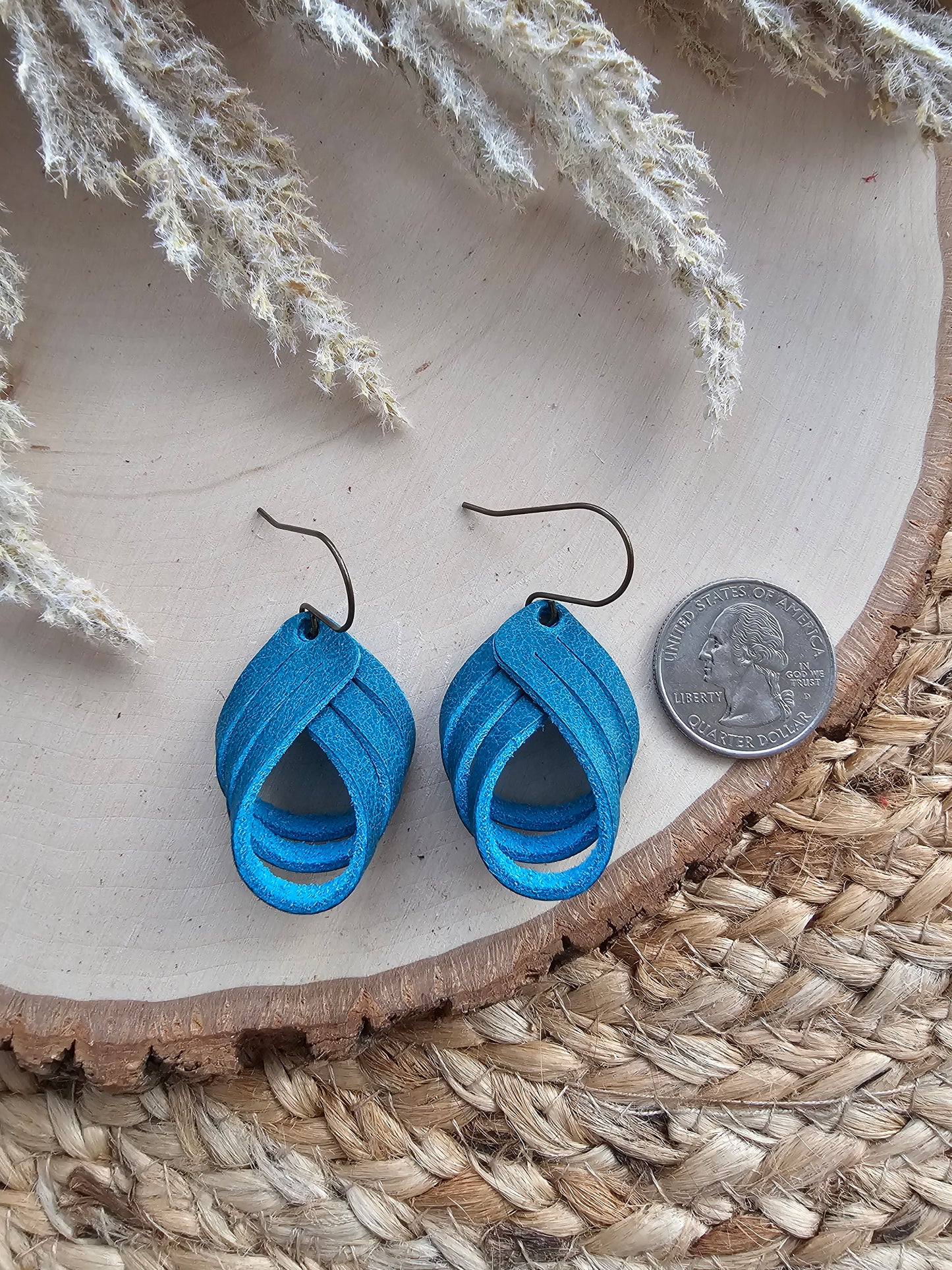 Teal Sculpted Loop Earrings