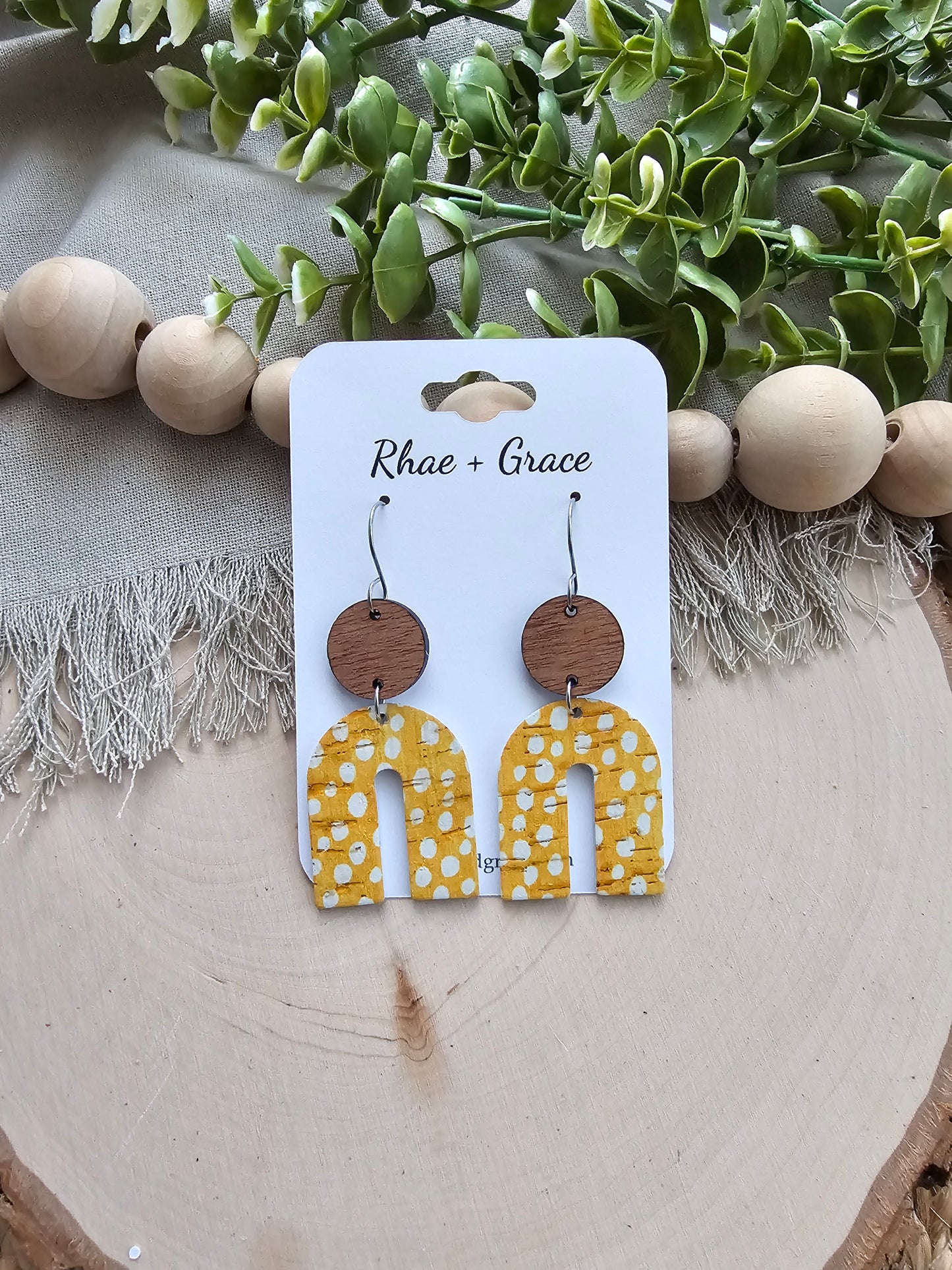 Sunshine Yellow Dotted Arch Earrings