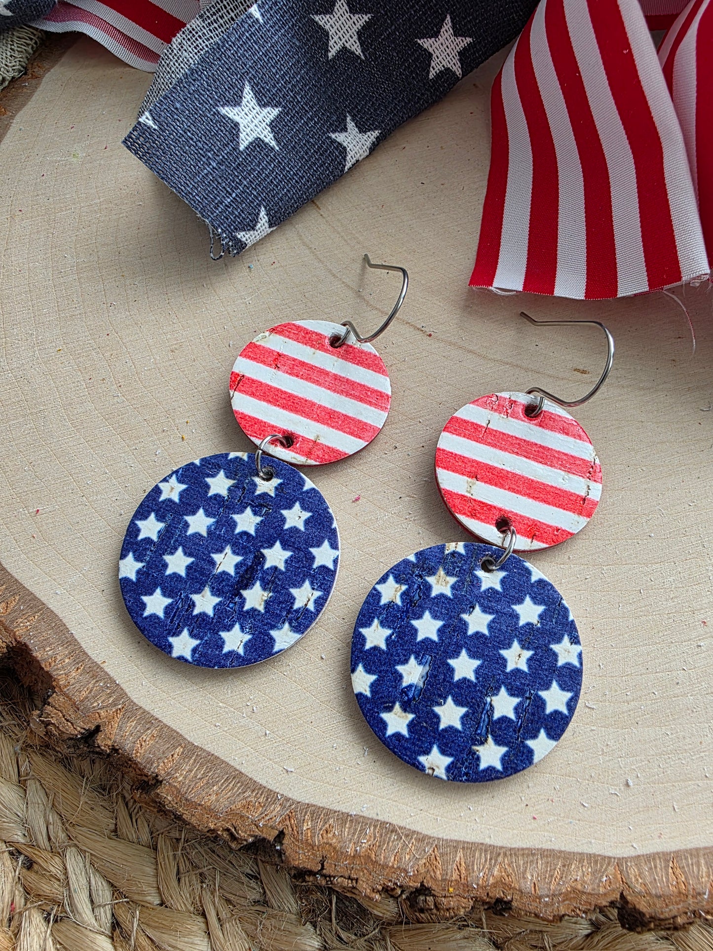 Stars & Stripes Stacked Circle Earrings