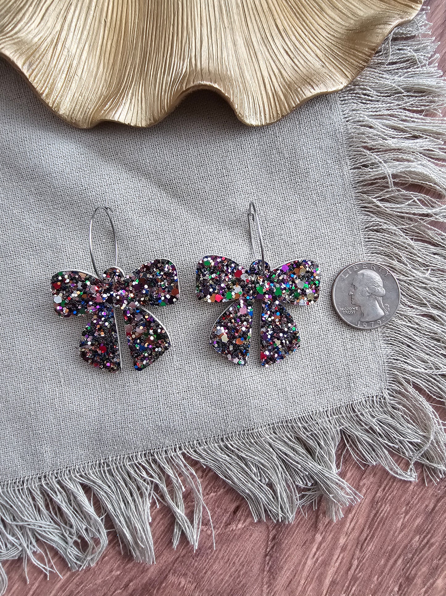 Jewel Glitter Bow Earrings