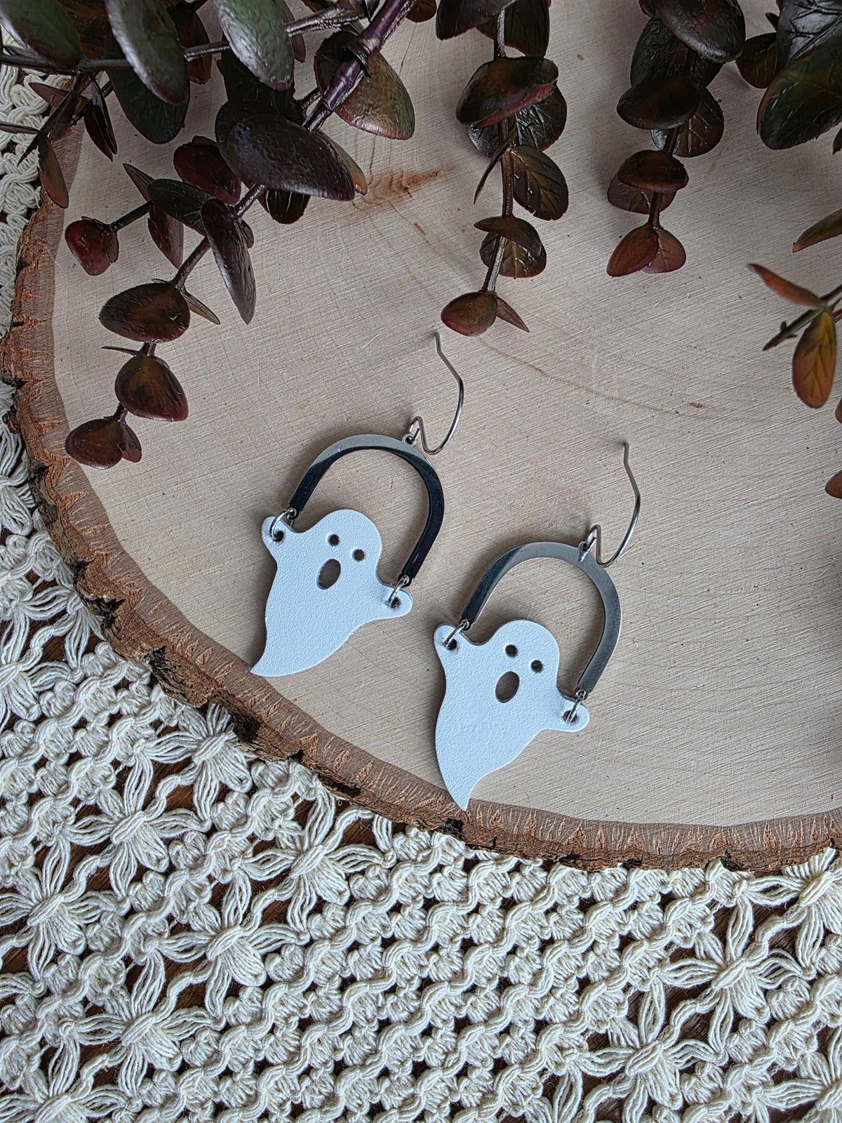 White Arched Ghost Earrings
