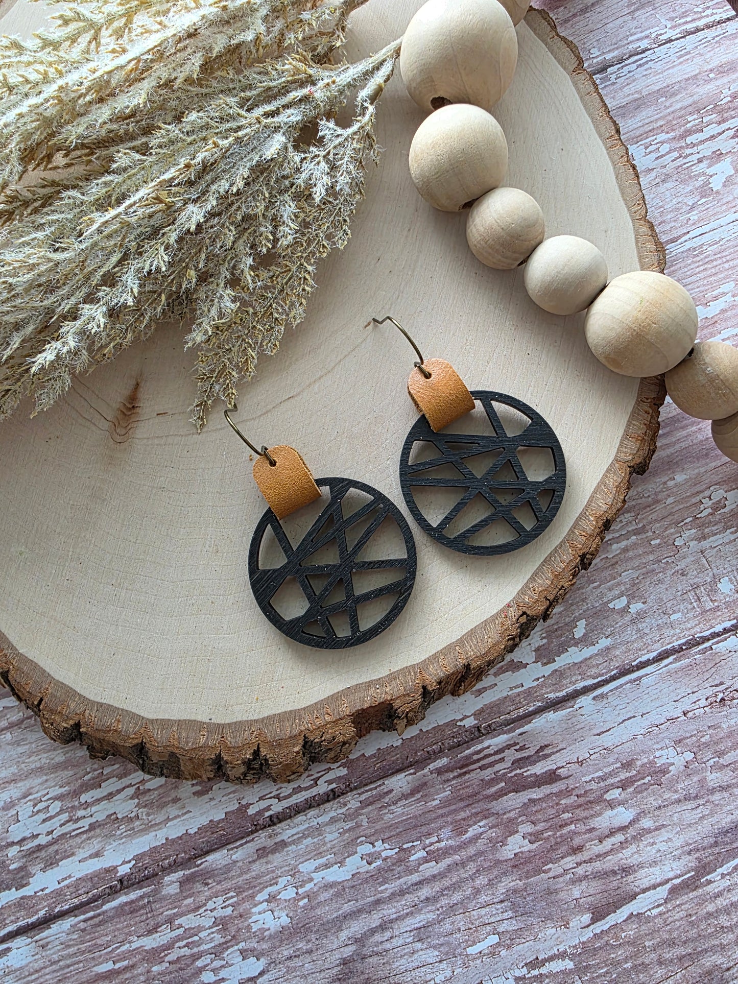 Black & Brown Abstract Criss-cross Earrings