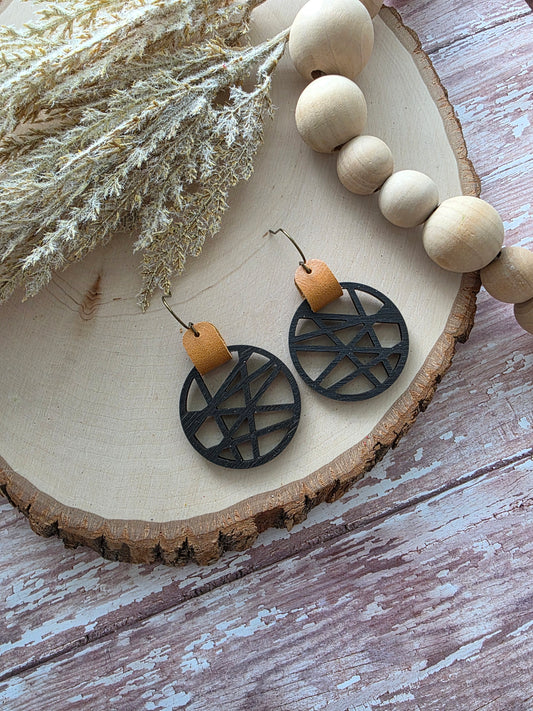 Black & Brown Abstract Criss-cross Earrings