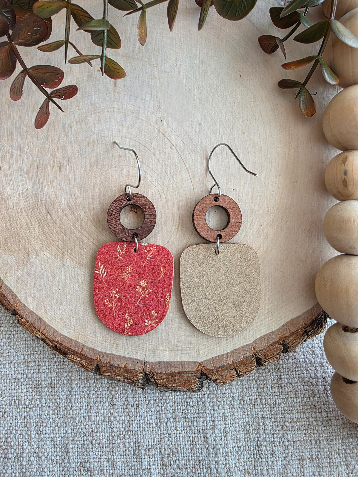 Rust Floral Drop Earrings