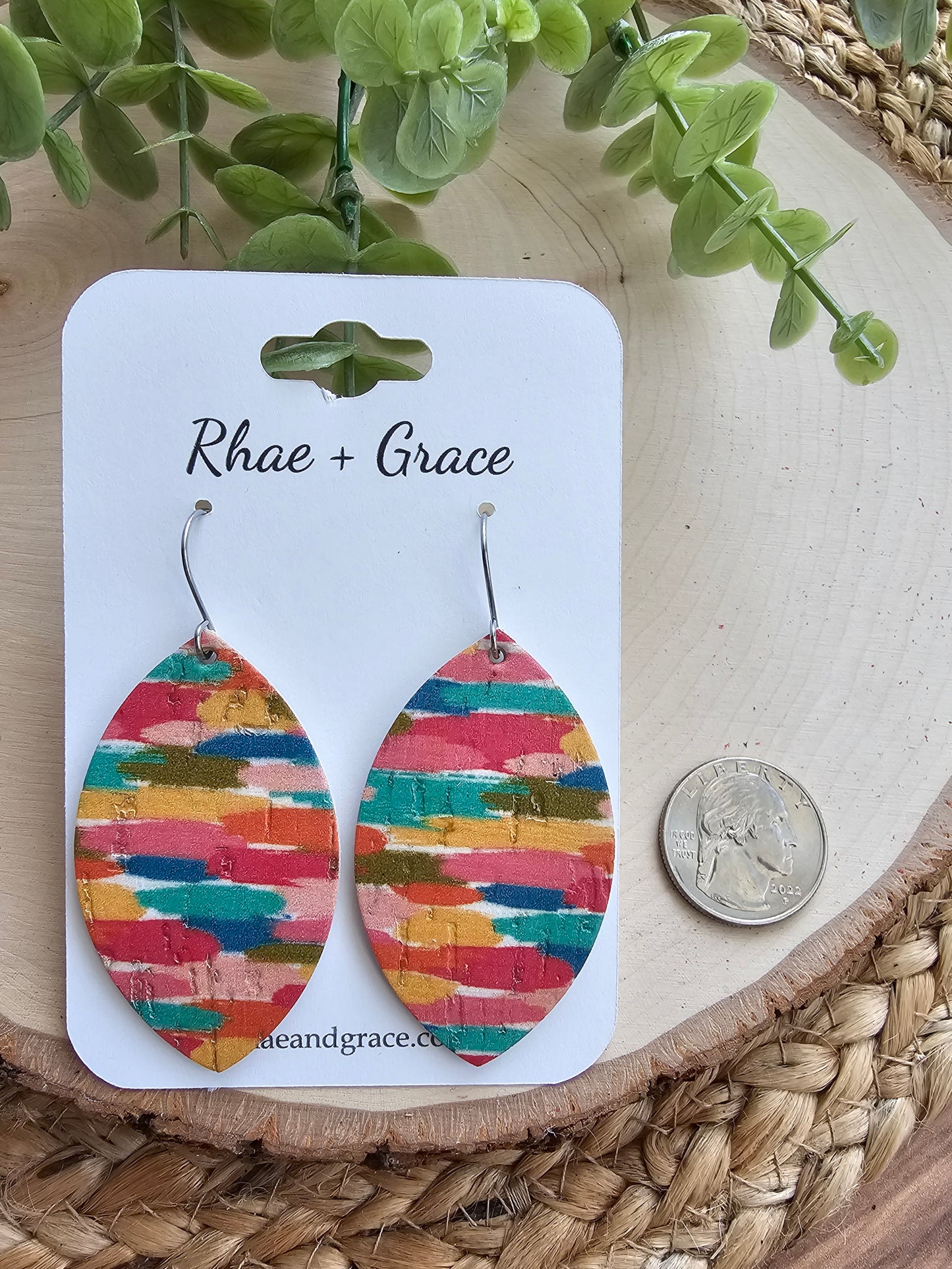 Confetti Brushstrokes Leaf Leather Earrings