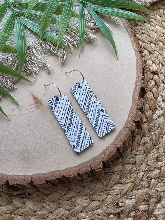 Black & White Chevron Bar Earrings