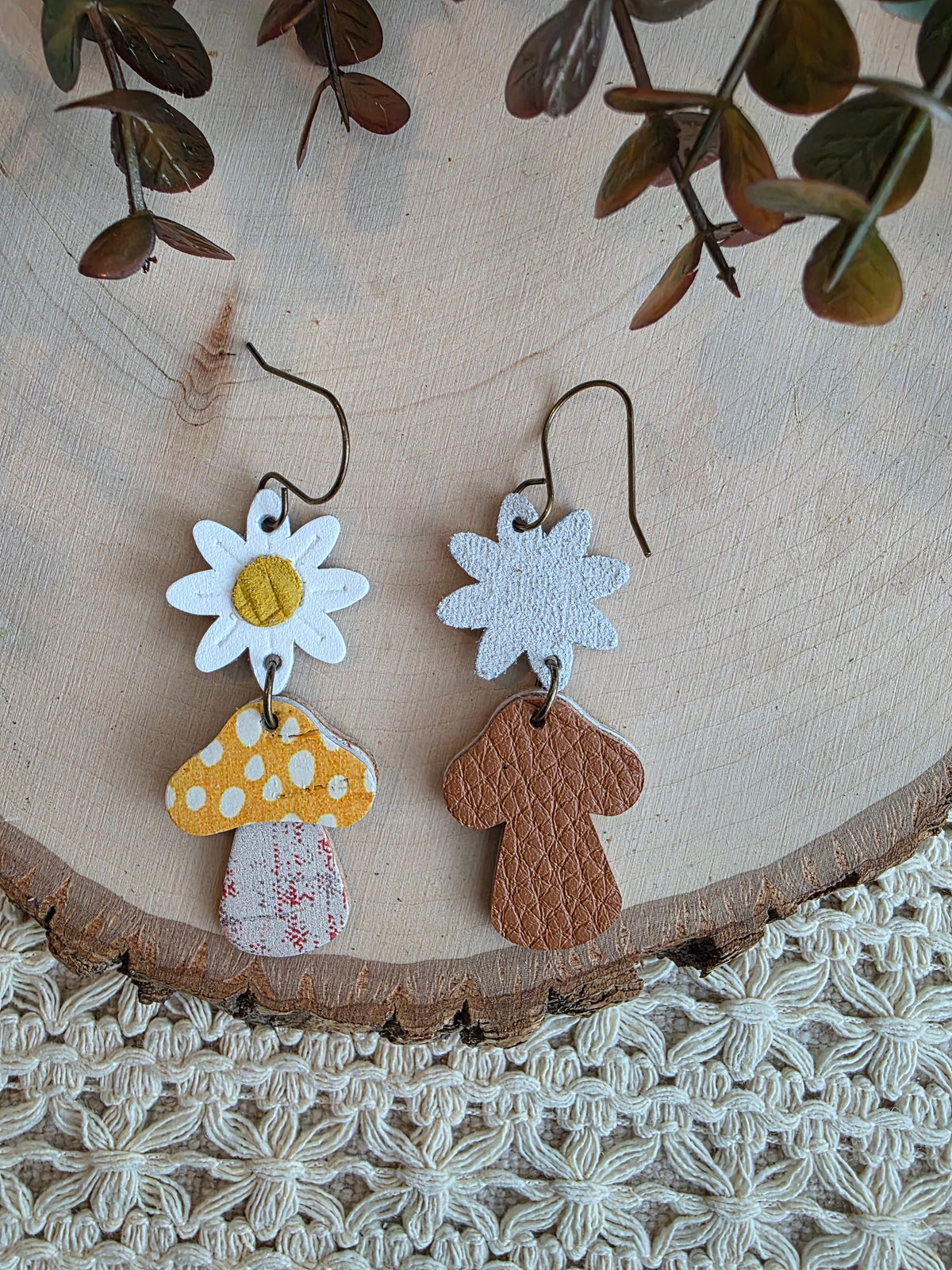 Whimsical Toadstool Earrings - Yellow