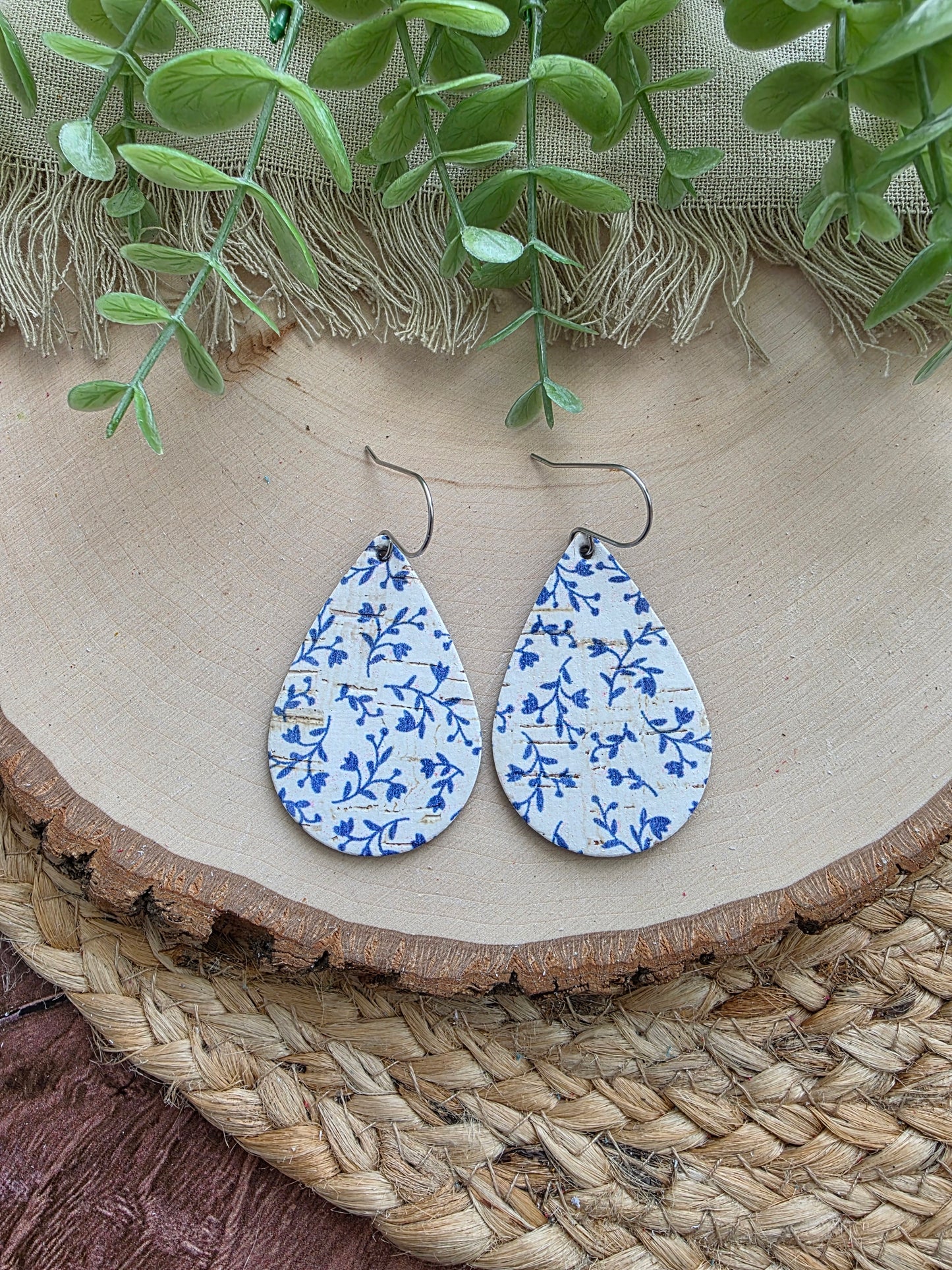 Bluebell Blue & White Teardrop Earrings - Medium